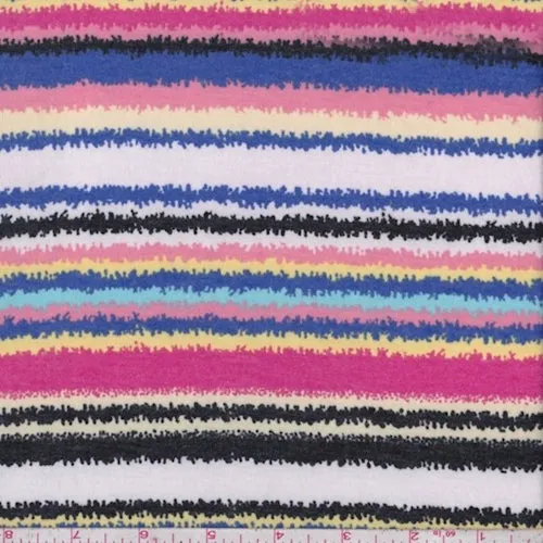 3 YD PC-White/Pink/Violet Multi Jagged Stripe Jersey Knit Fabric