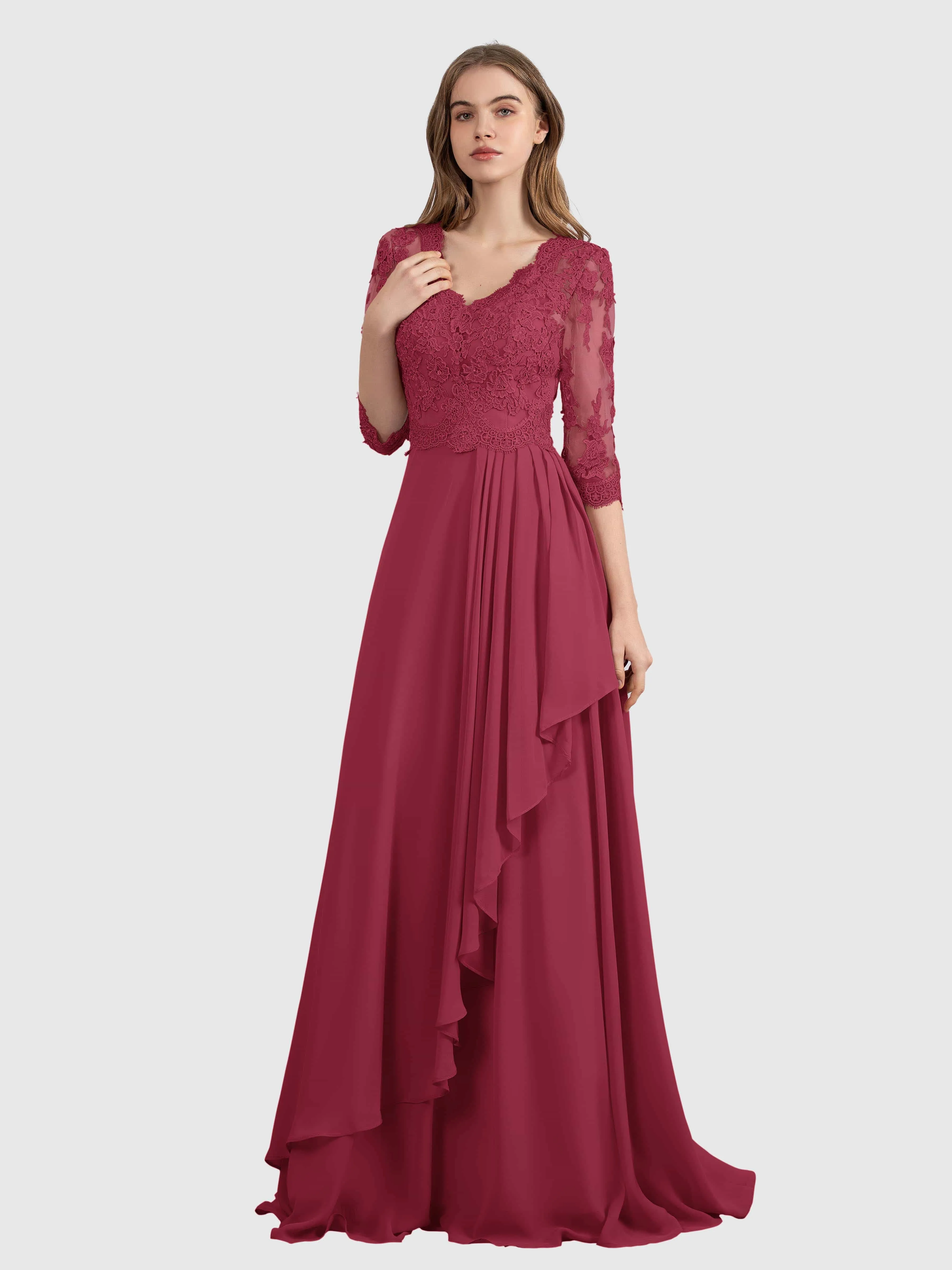 Aria Graceful Pleats Beading Lace Mother of the Bride Dresses