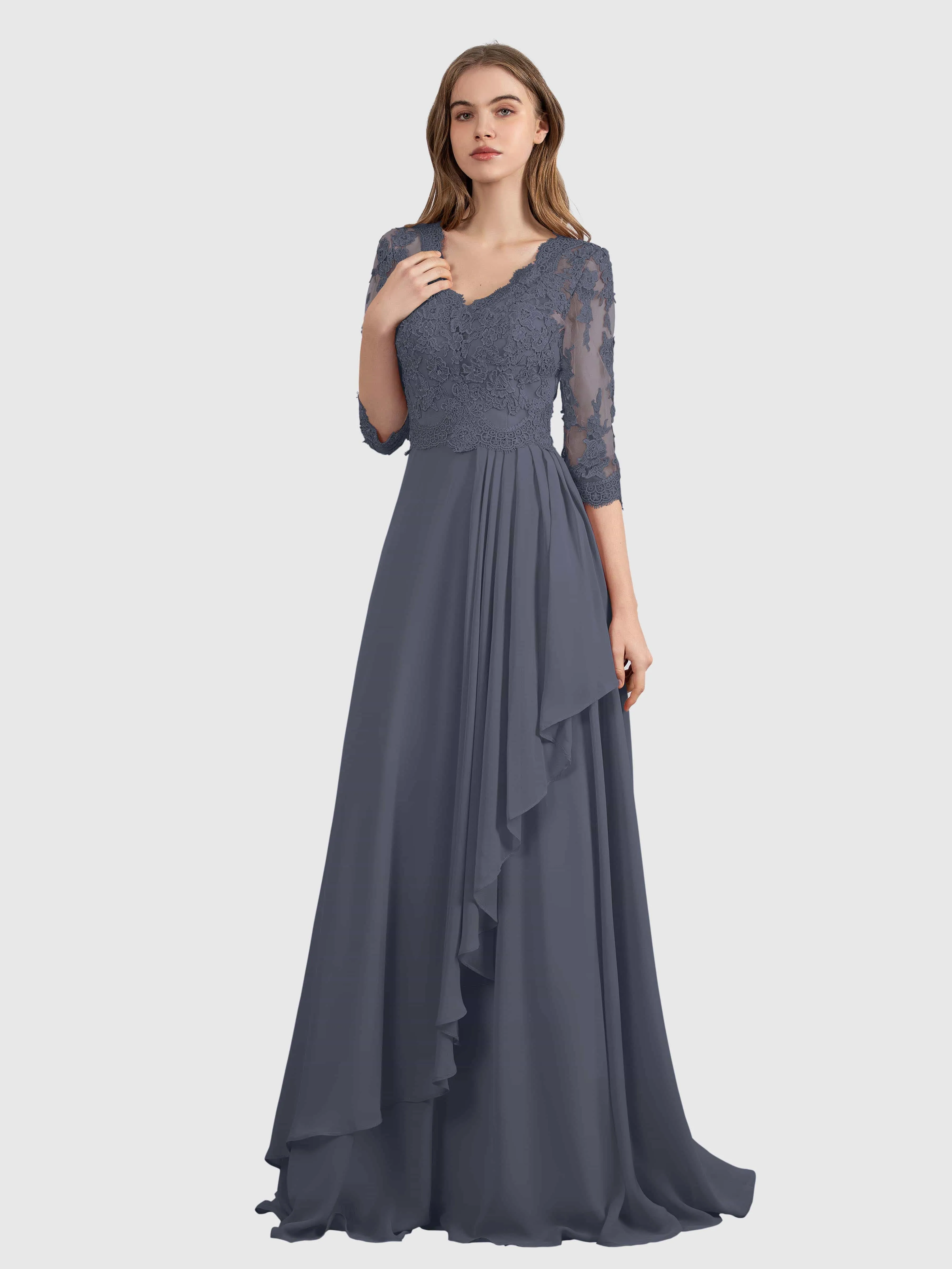 Aria Graceful Pleats Beading Lace Mother of the Bride Dresses