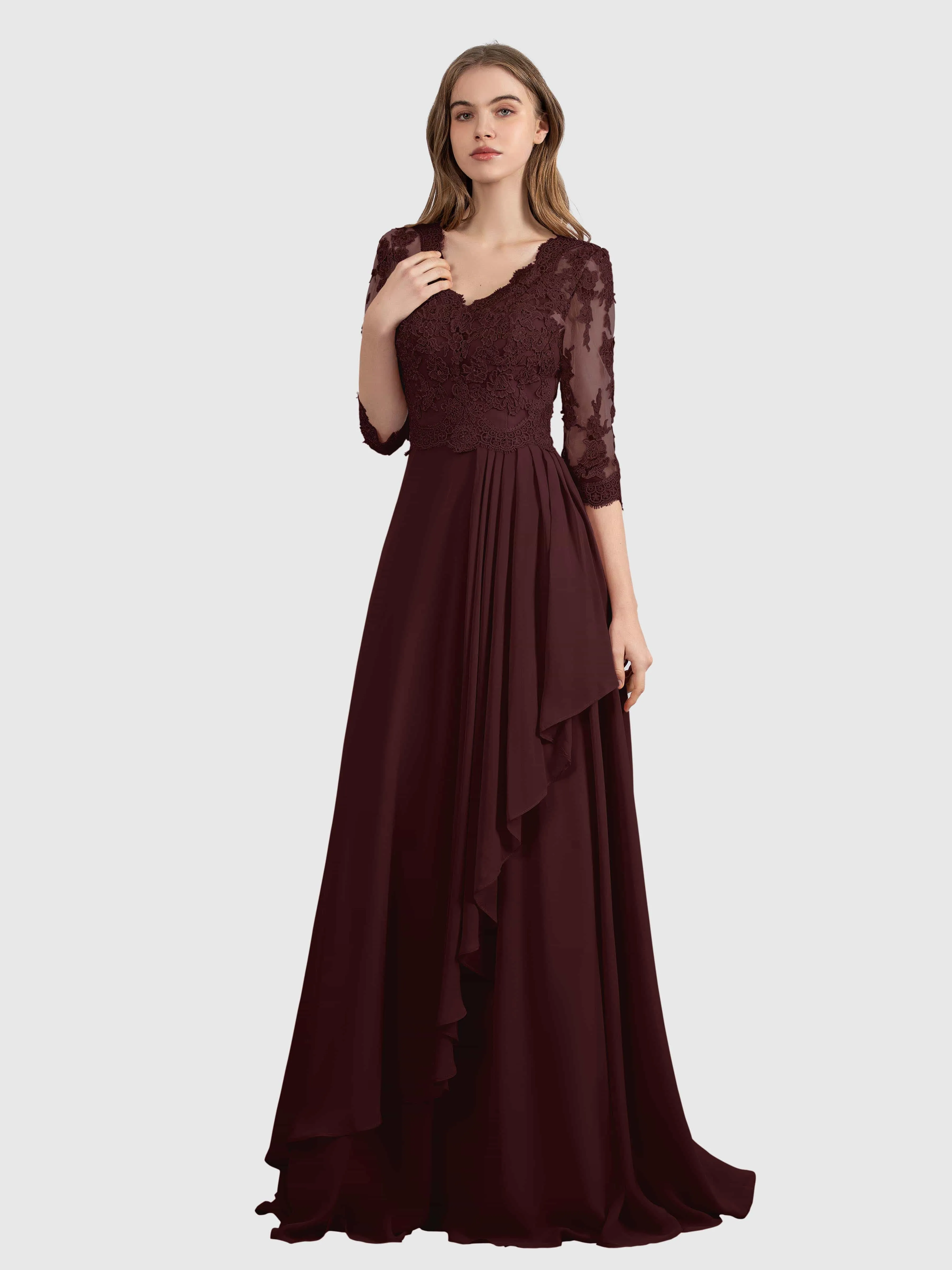Aria Graceful Pleats Beading Lace Mother of the Bride Dresses