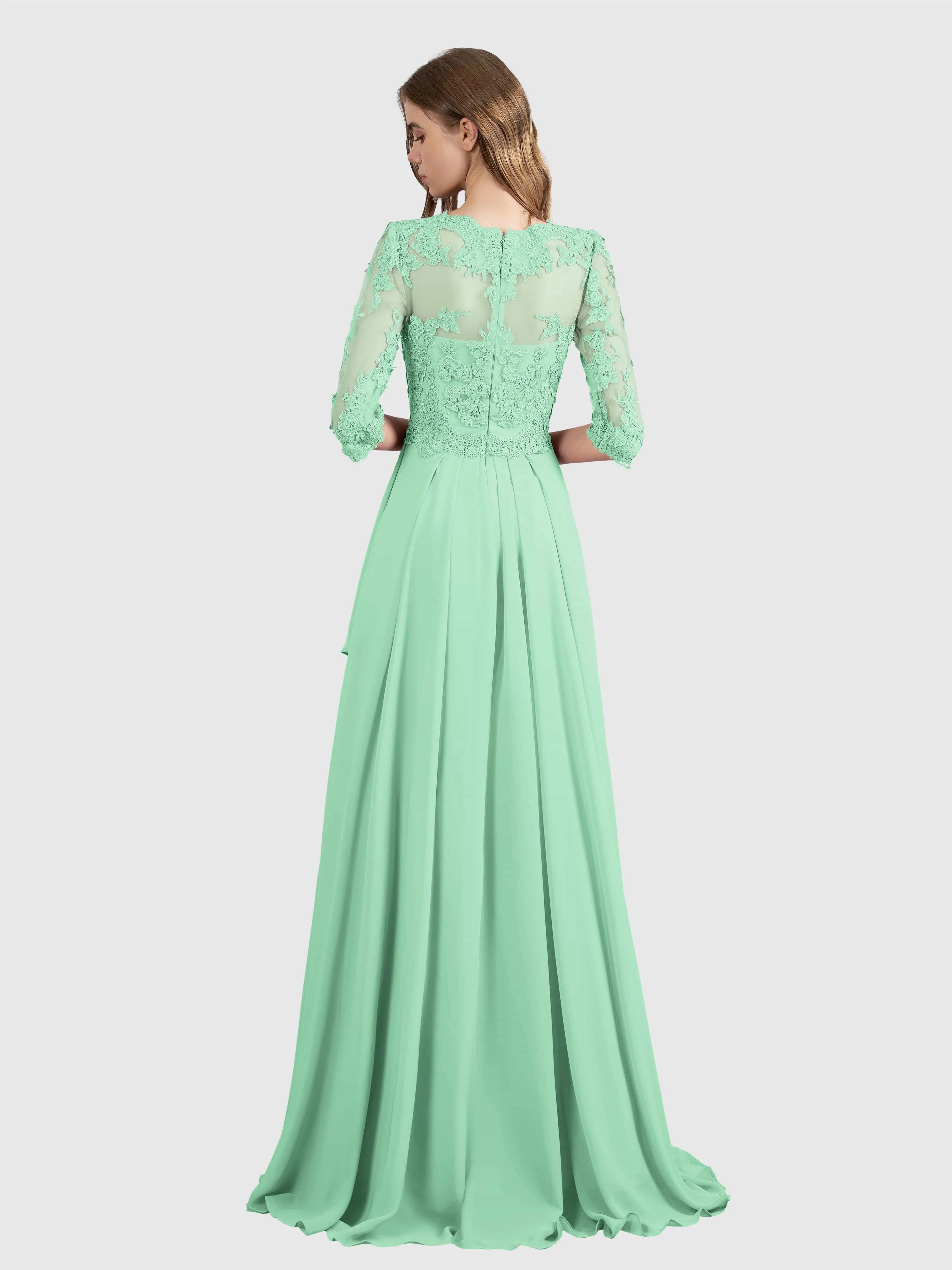 Aria Graceful Pleats Beading Lace Mother of the Bride Dresses