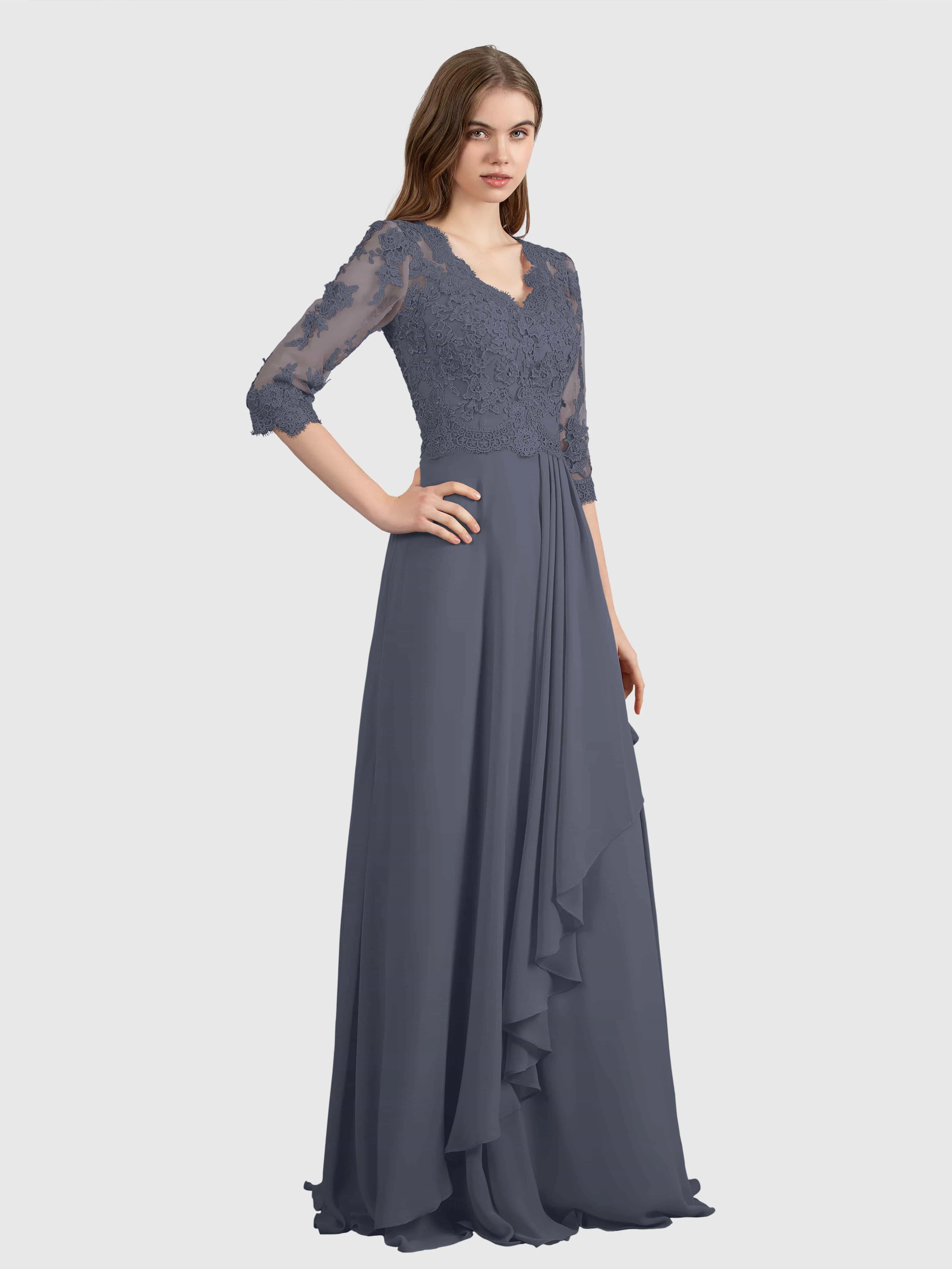 Aria Graceful Pleats Beading Lace Mother of the Bride Dresses