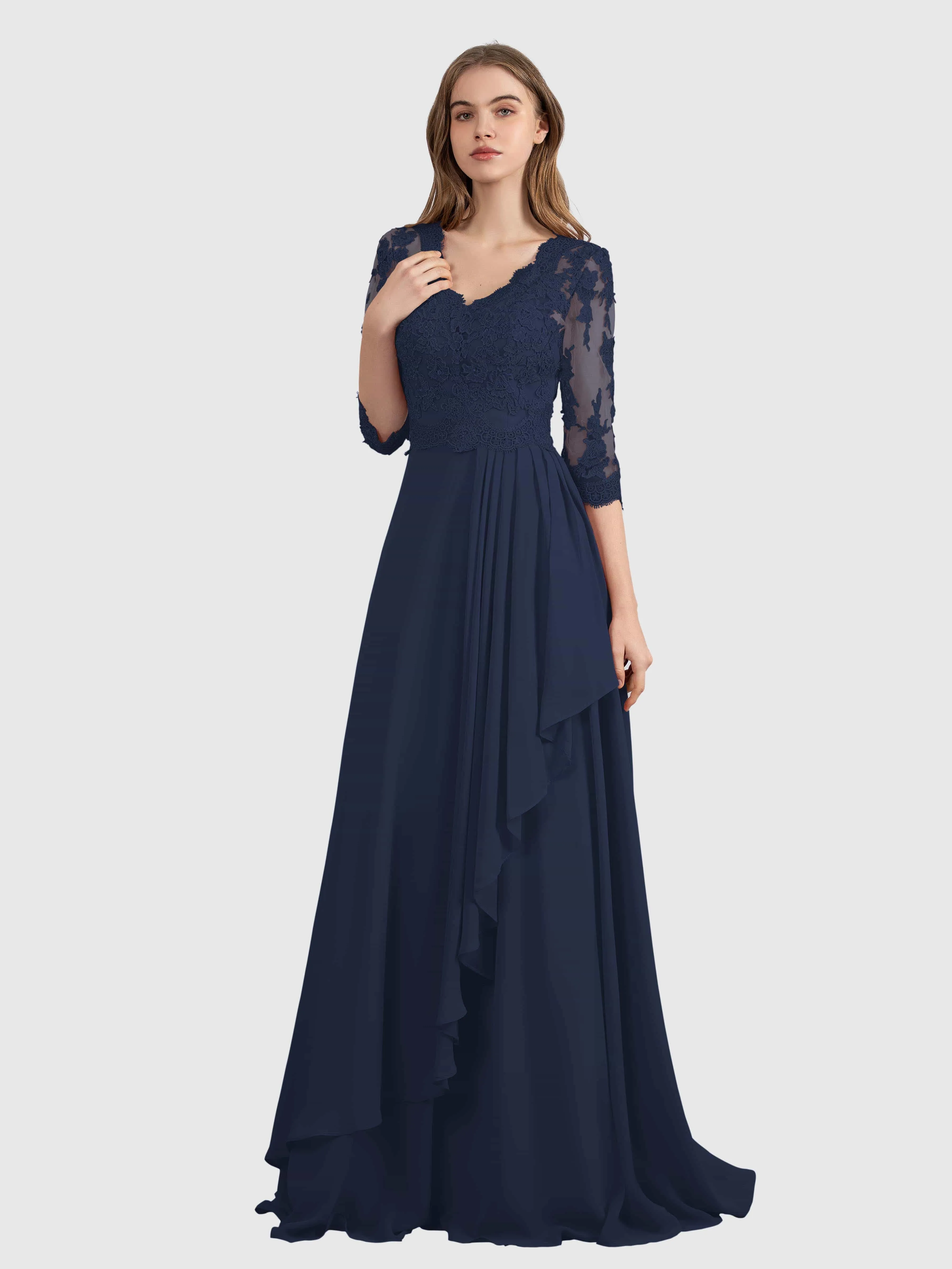 Aria Graceful Pleats Beading Lace Mother of the Bride Dresses