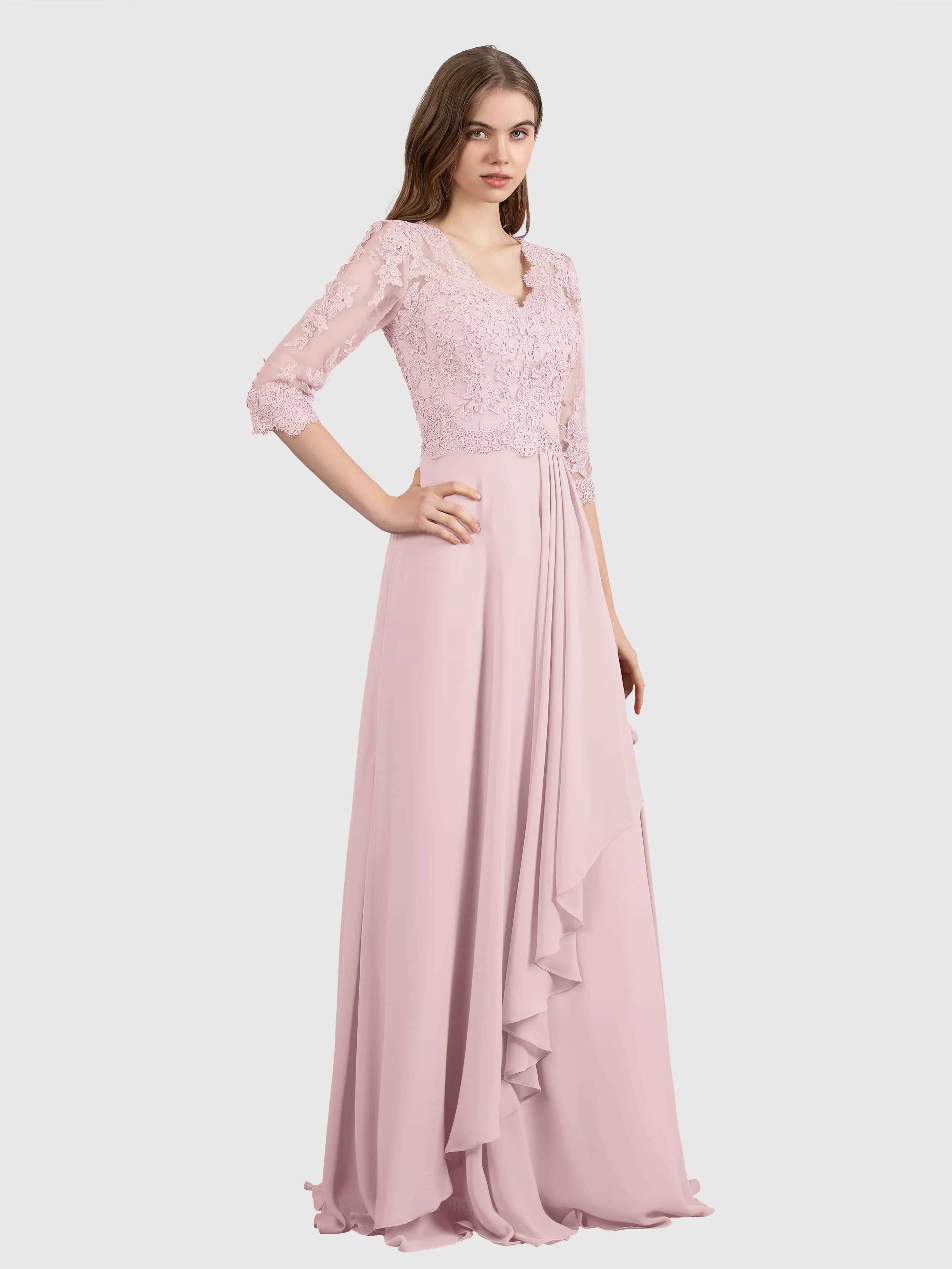 Aria Graceful Pleats Beading Lace Mother of the Bride Dresses