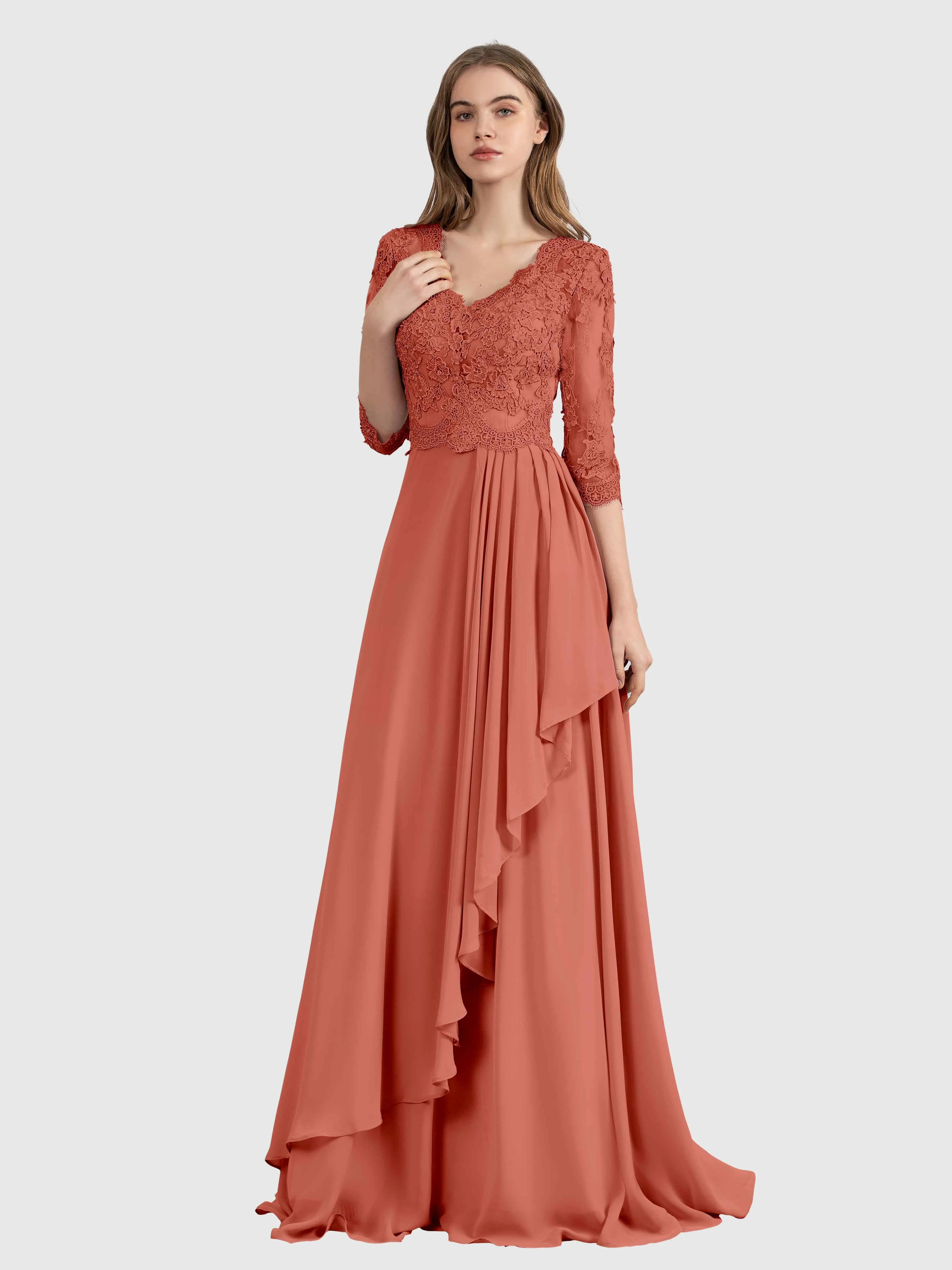 Aria Graceful Pleats Beading Lace Mother of the Bride Dresses