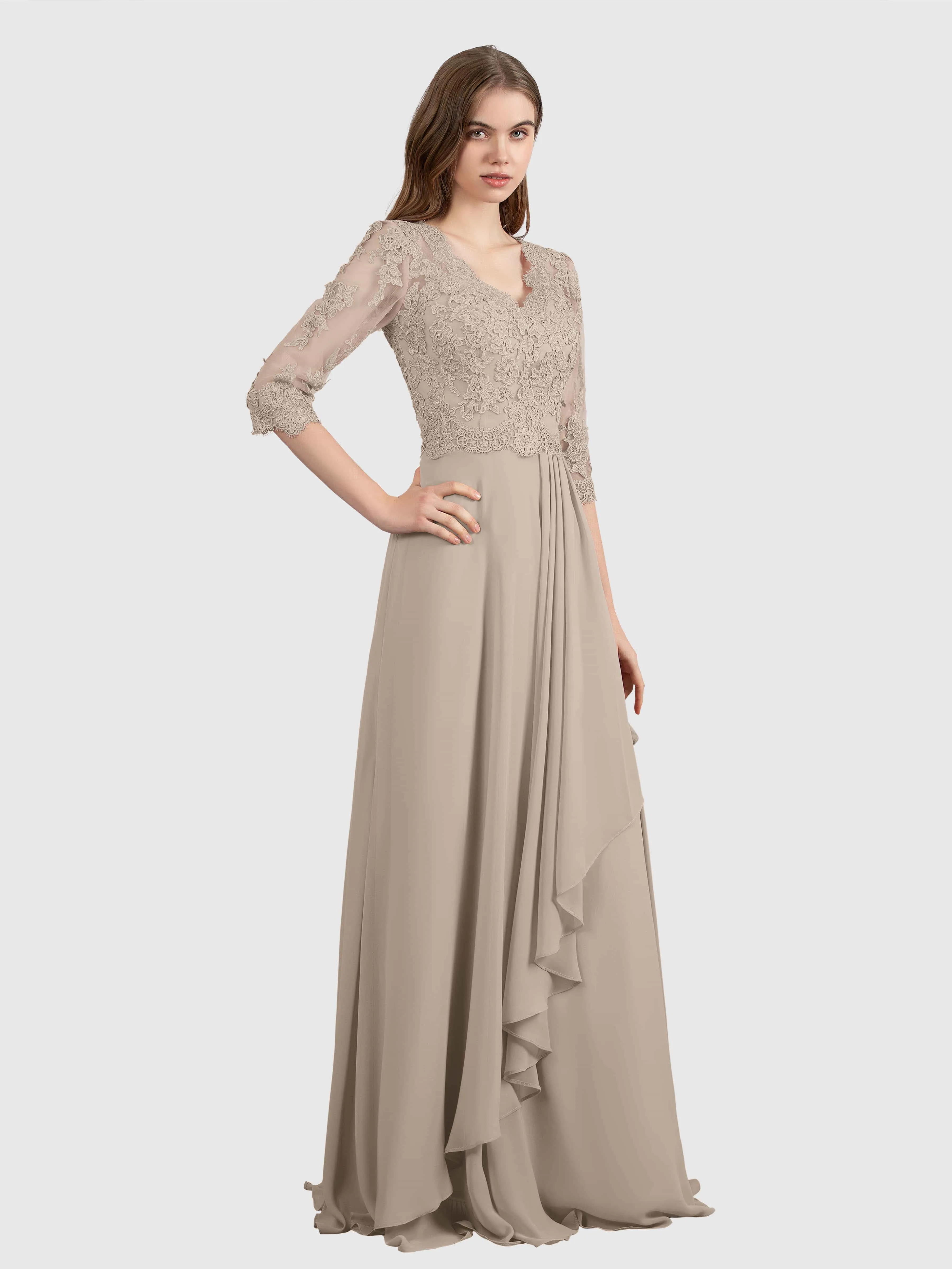 Aria Graceful Pleats Beading Lace Mother of the Bride Dresses