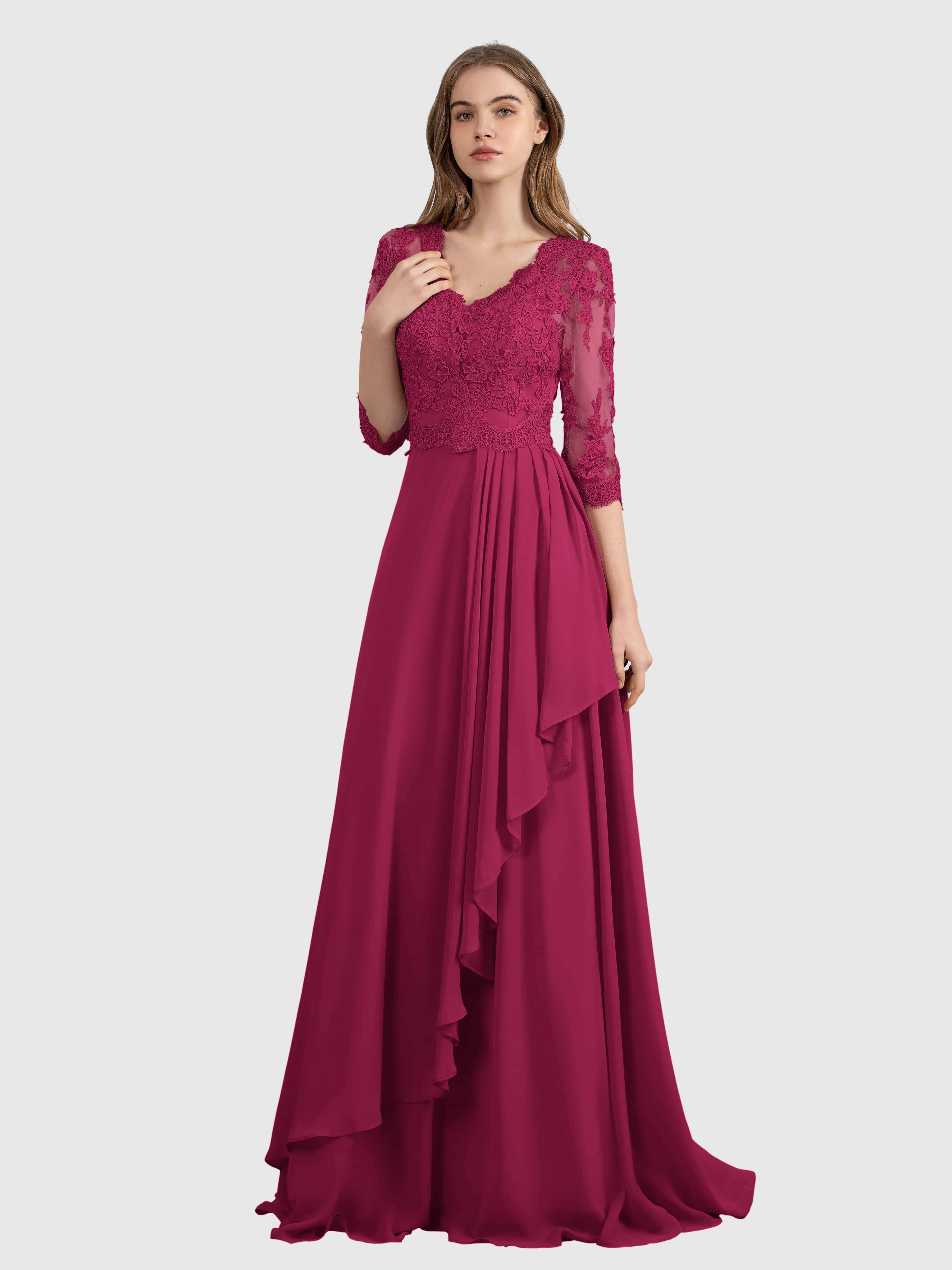 Aria Graceful Pleats Beading Lace Mother of the Bride Dresses
