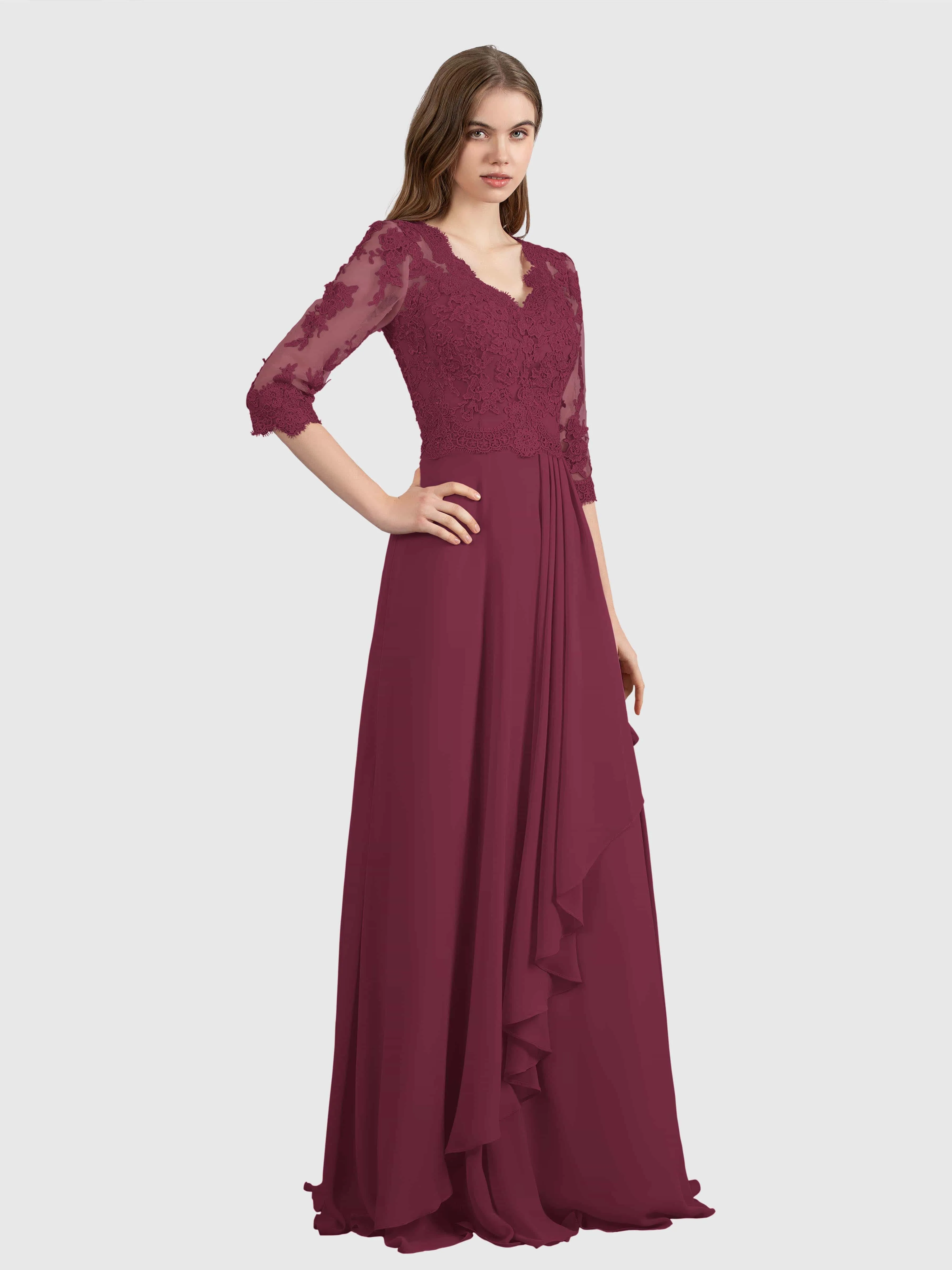 Aria Graceful Pleats Beading Lace Mother of the Bride Dresses