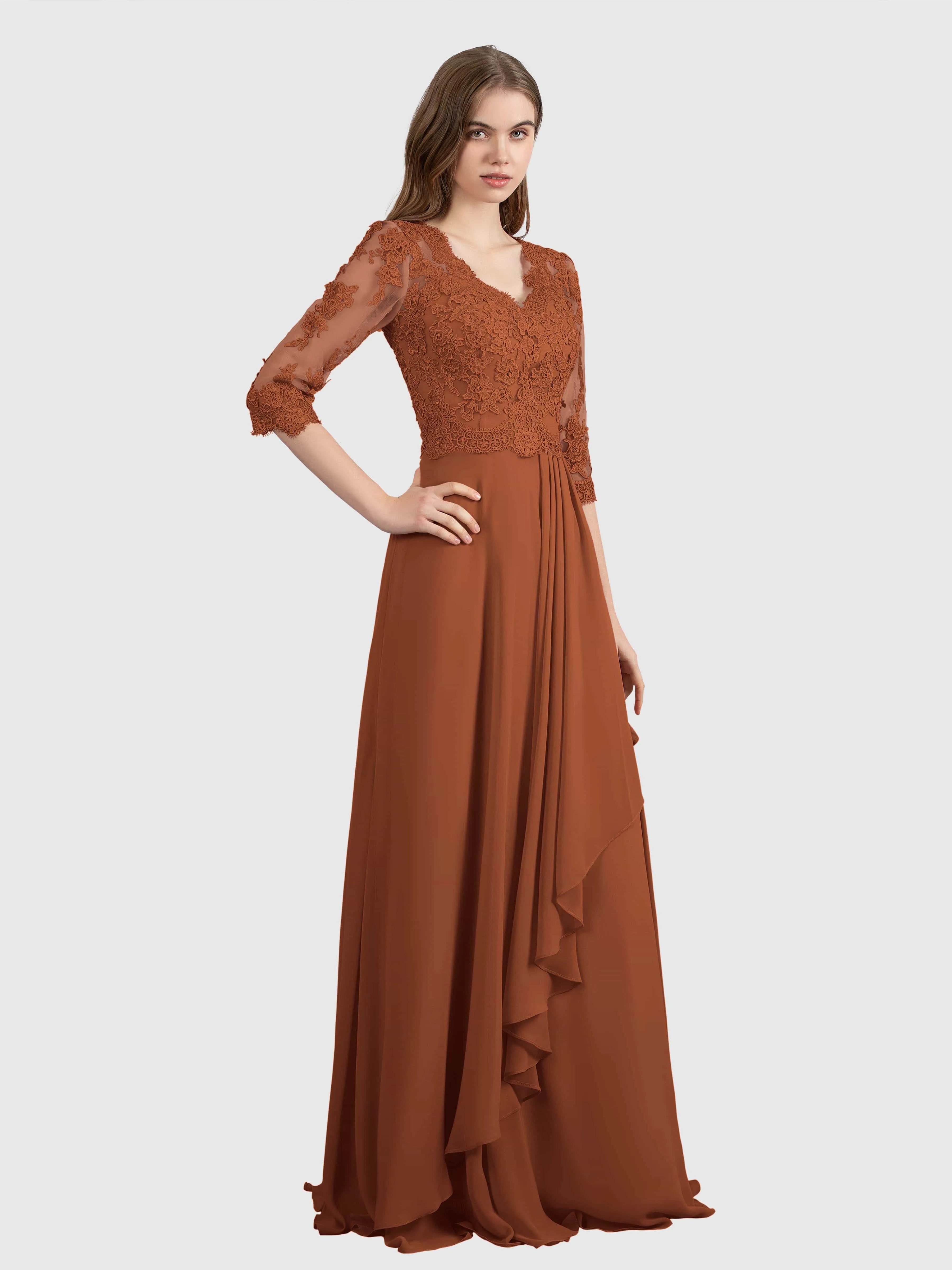 Aria Graceful Pleats Beading Lace Mother of the Bride Dresses