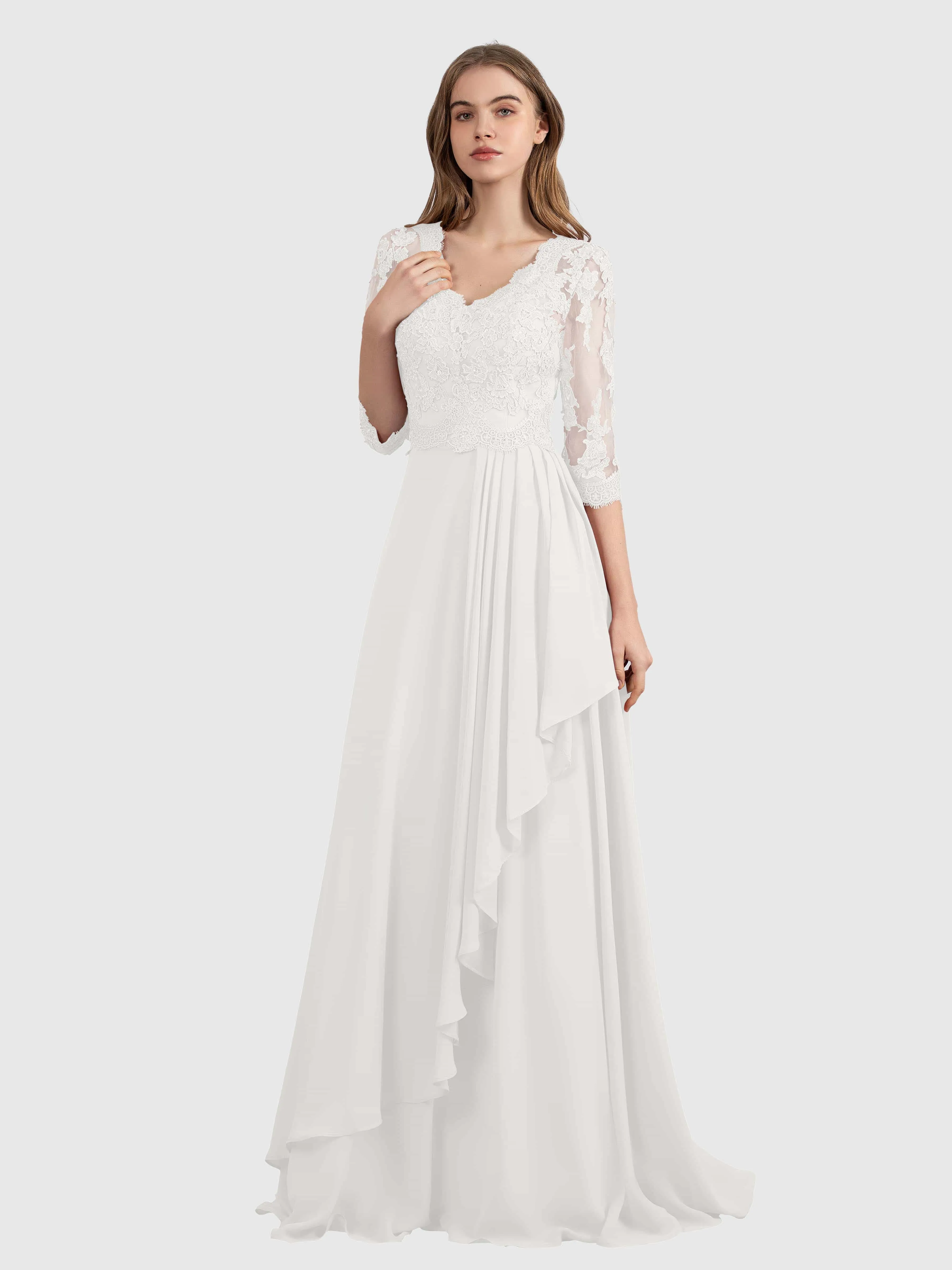 Aria Graceful Pleats Beading Lace Mother of the Bride Dresses
