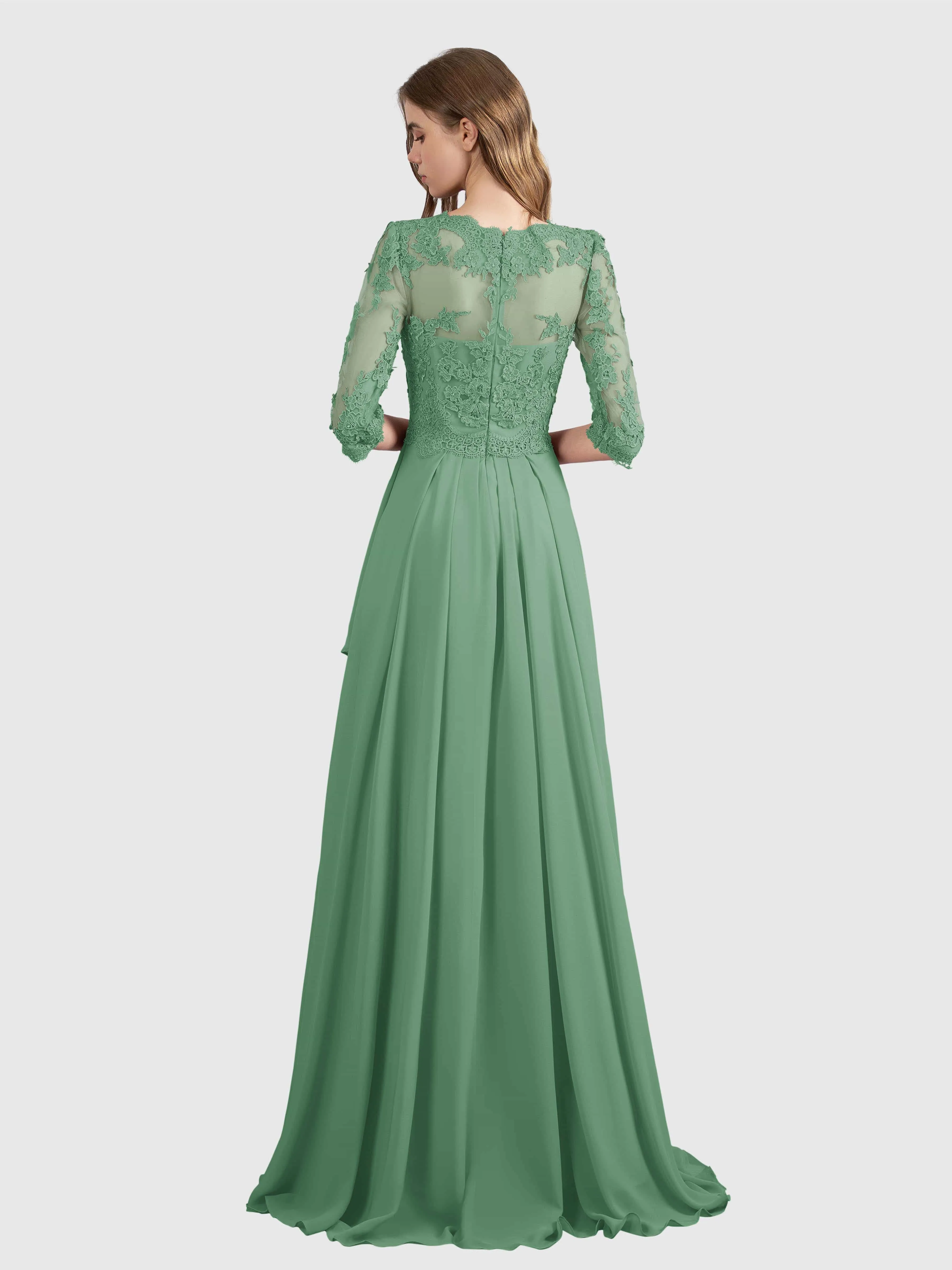 Aria Graceful Pleats Beading Lace Mother of the Bride Dresses
