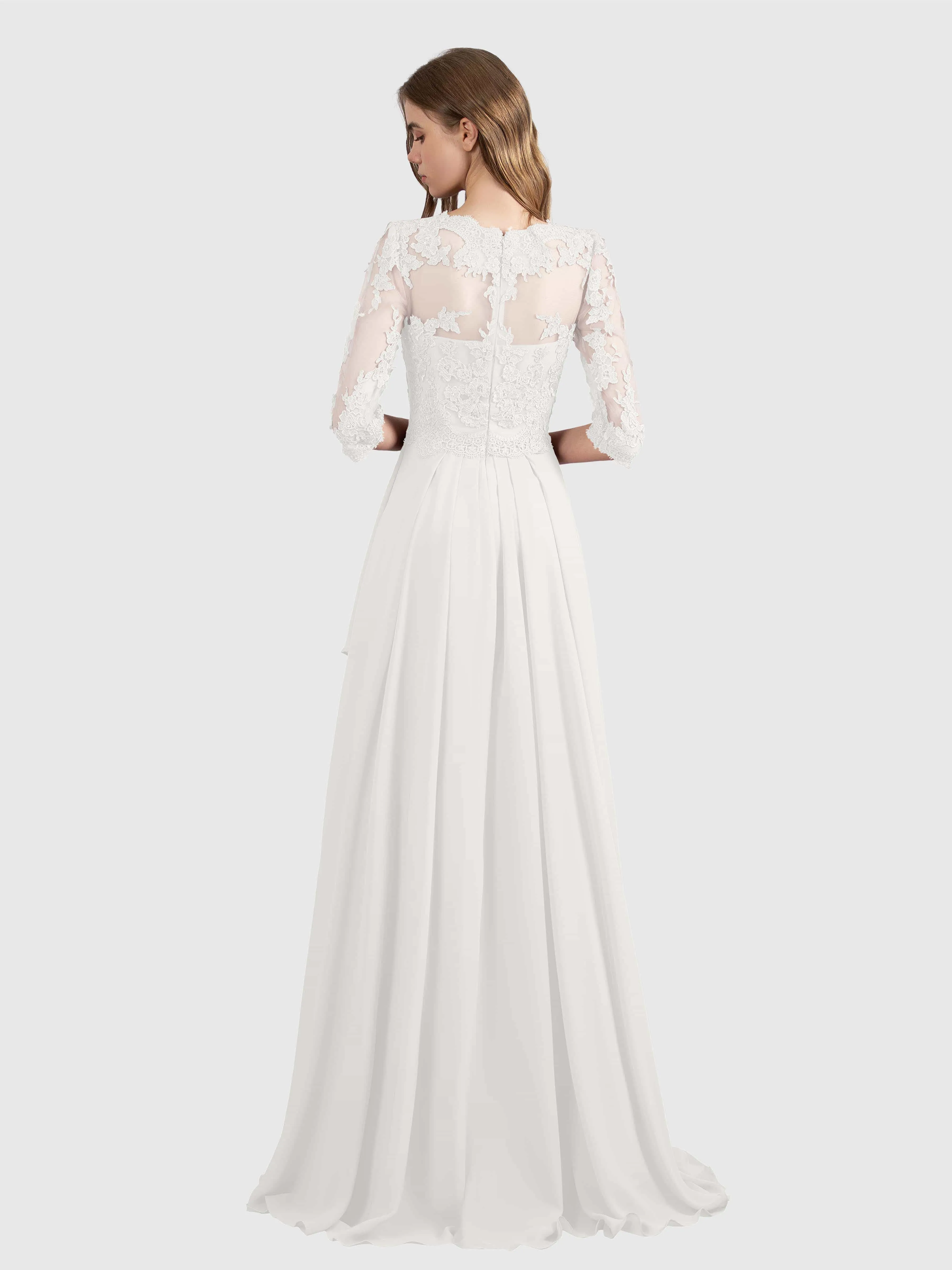Aria Graceful Pleats Beading Lace Mother of the Bride Dresses