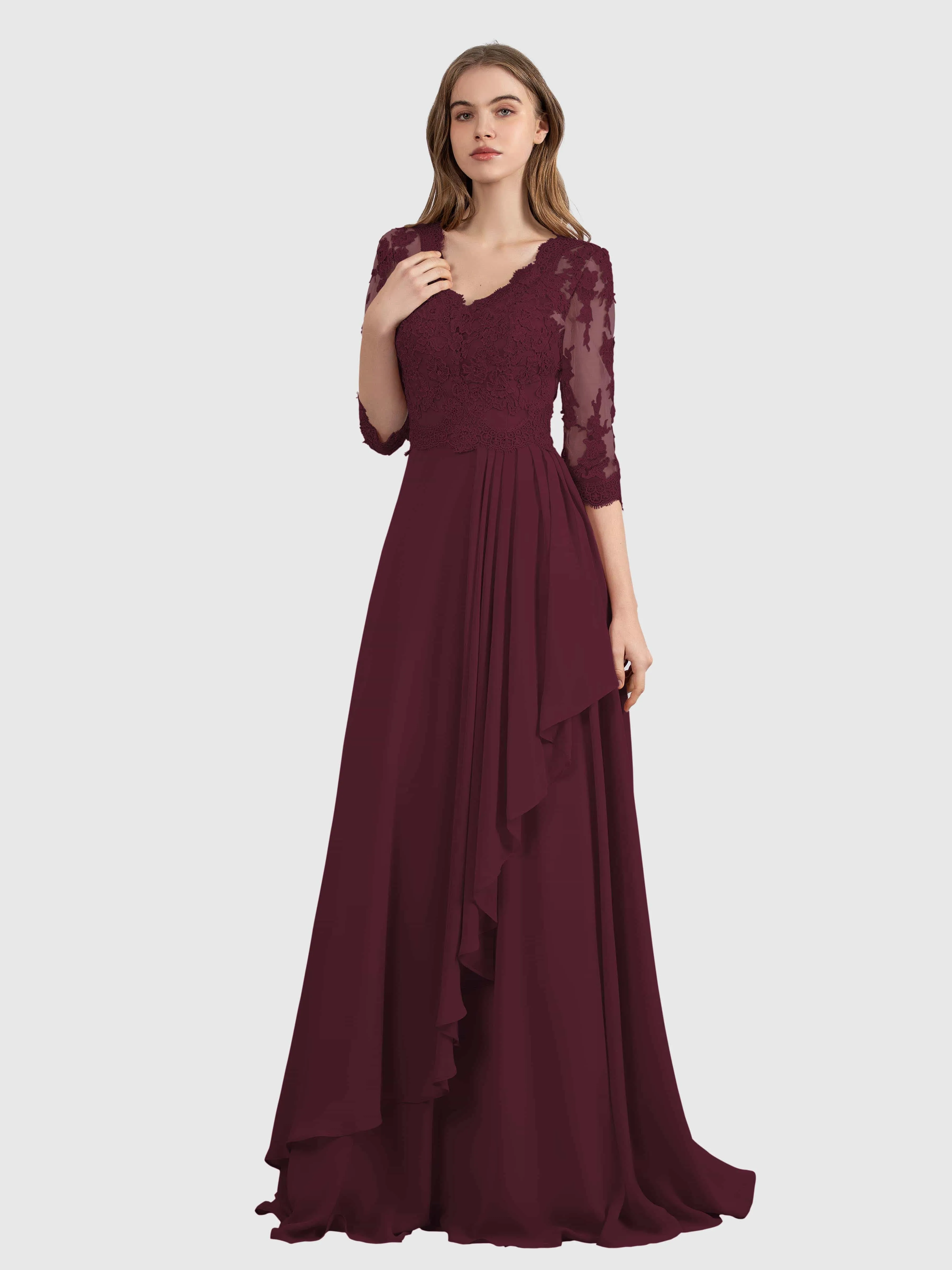 Aria Graceful Pleats Beading Lace Mother of the Bride Dresses