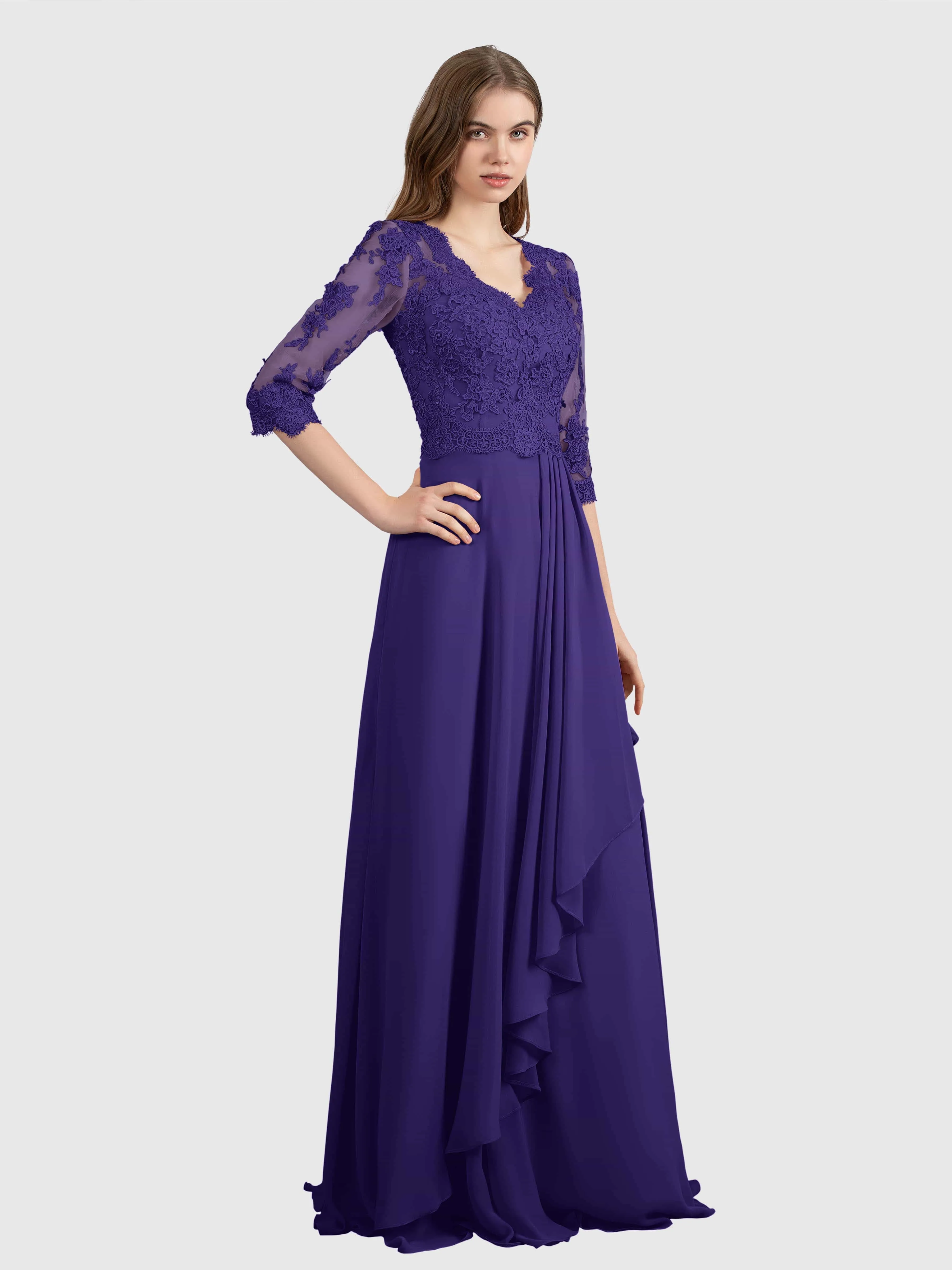 Aria Graceful Pleats Beading Lace Mother of the Bride Dresses