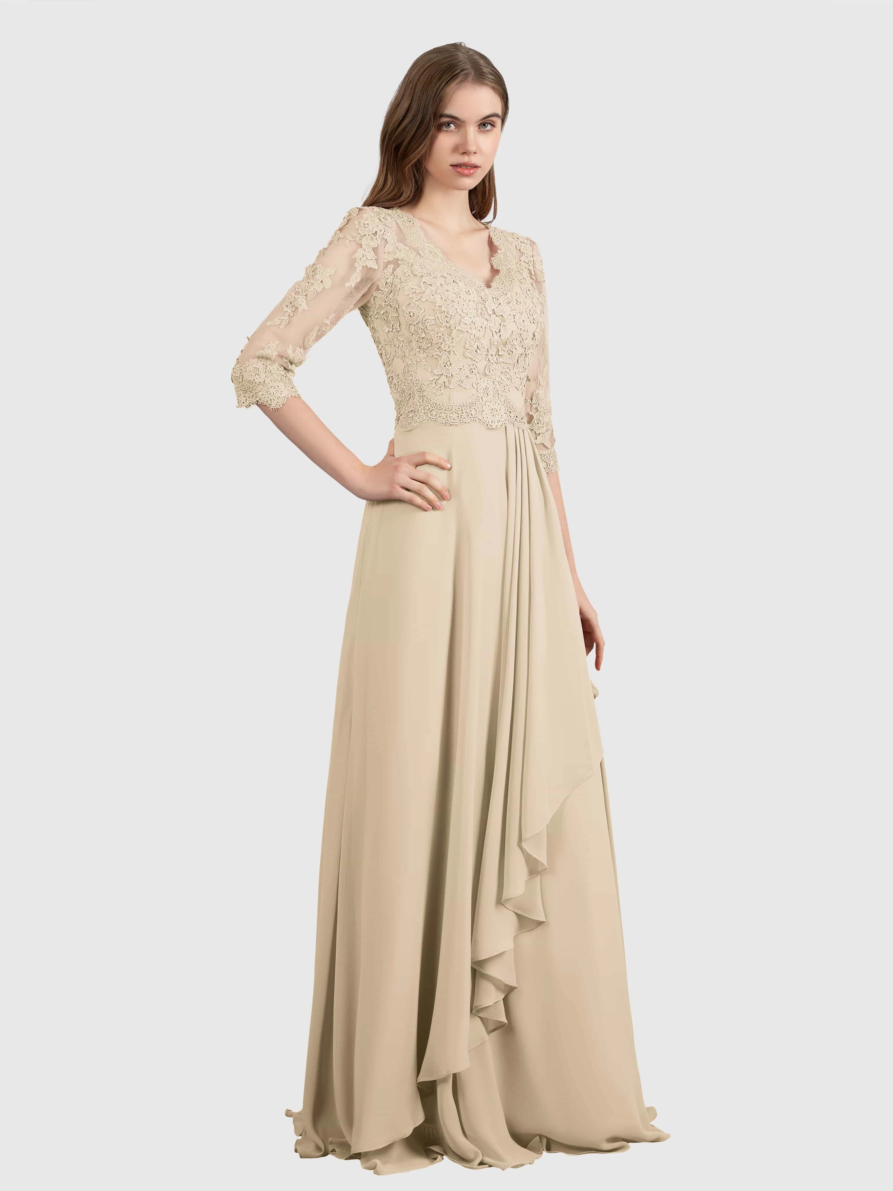 Aria Graceful Pleats Beading Lace Mother of the Bride Dresses
