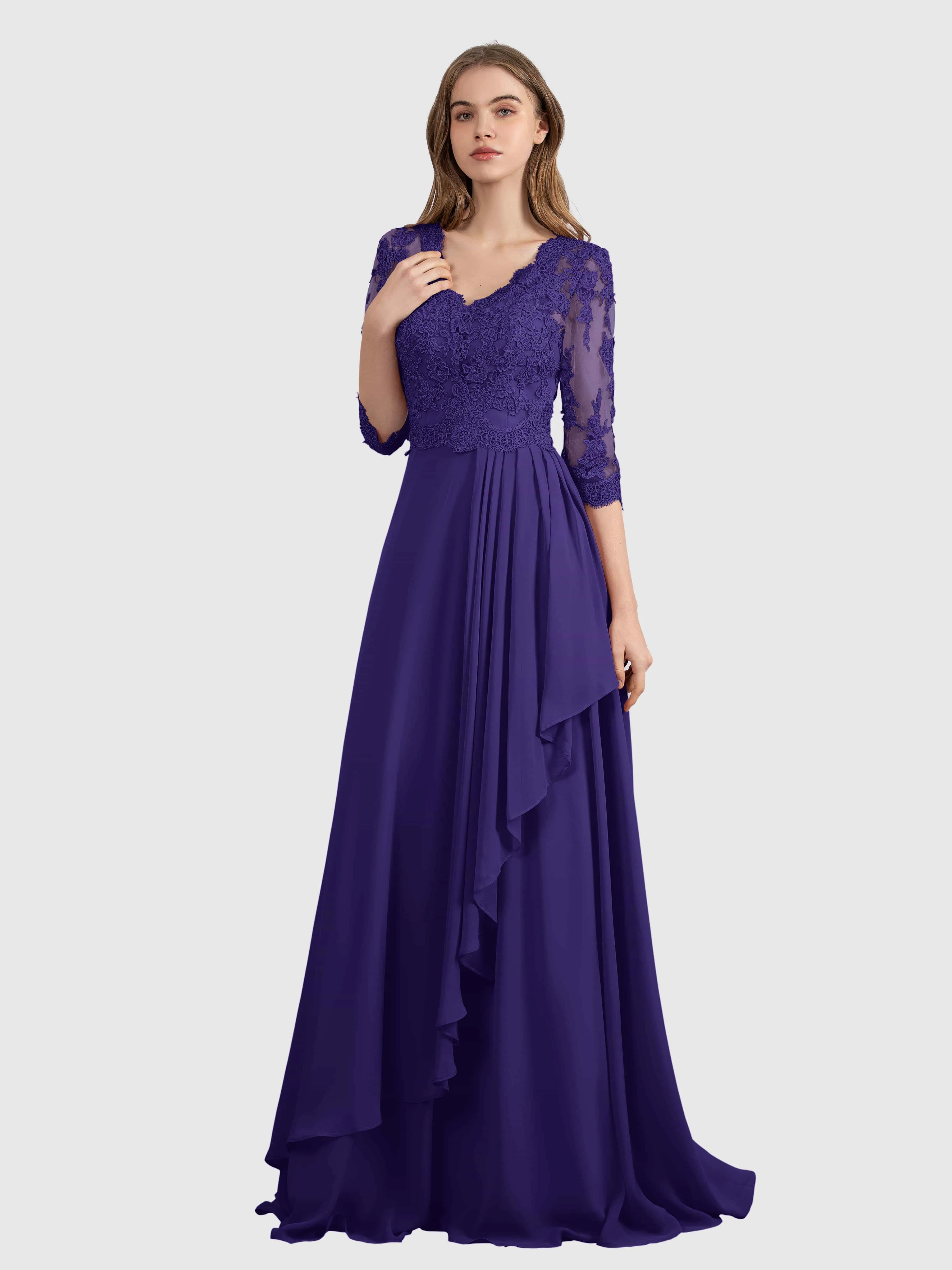 Aria Graceful Pleats Beading Lace Mother of the Bride Dresses