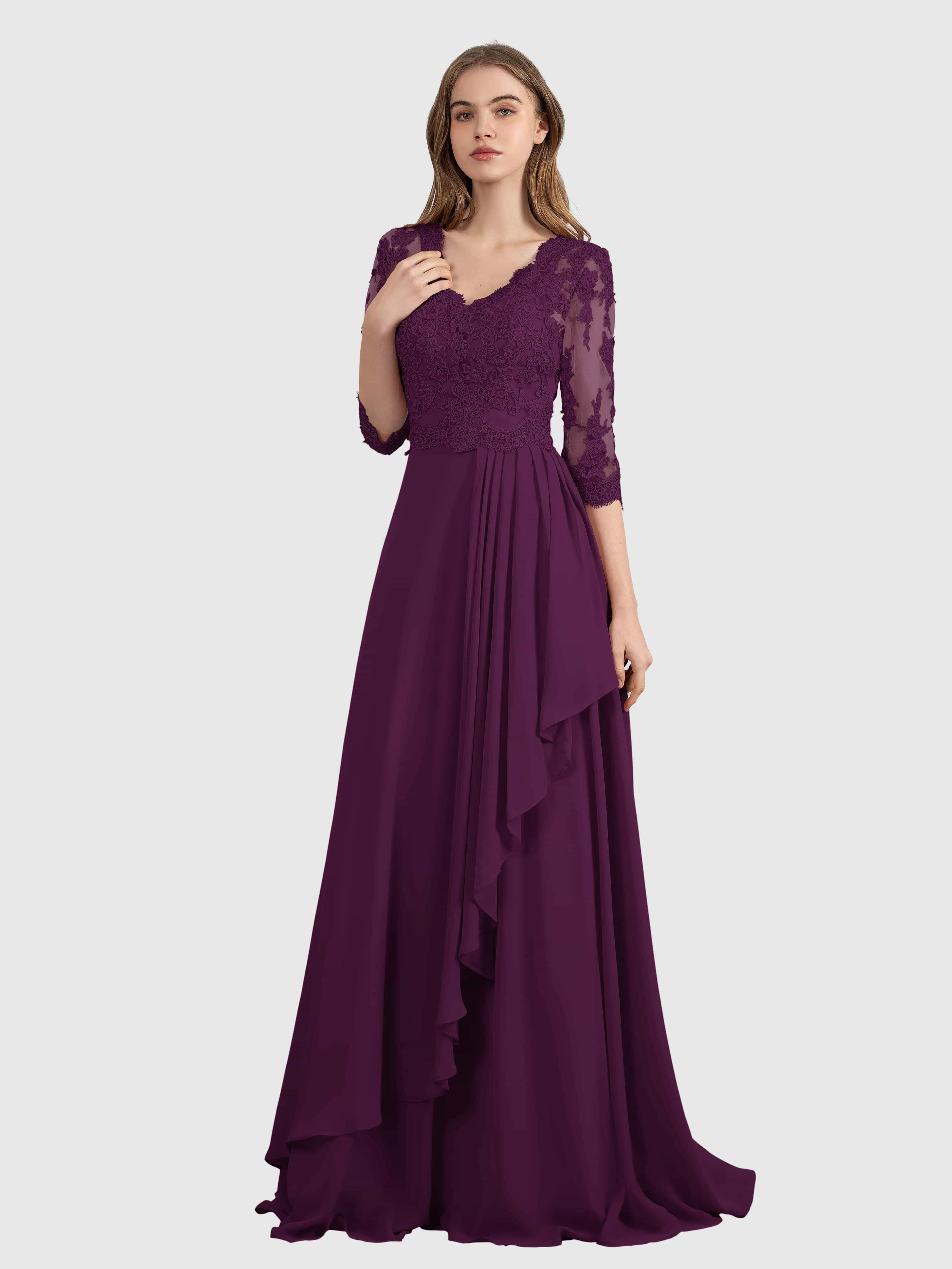 Aria Graceful Pleats Beading Lace Mother of the Bride Dresses