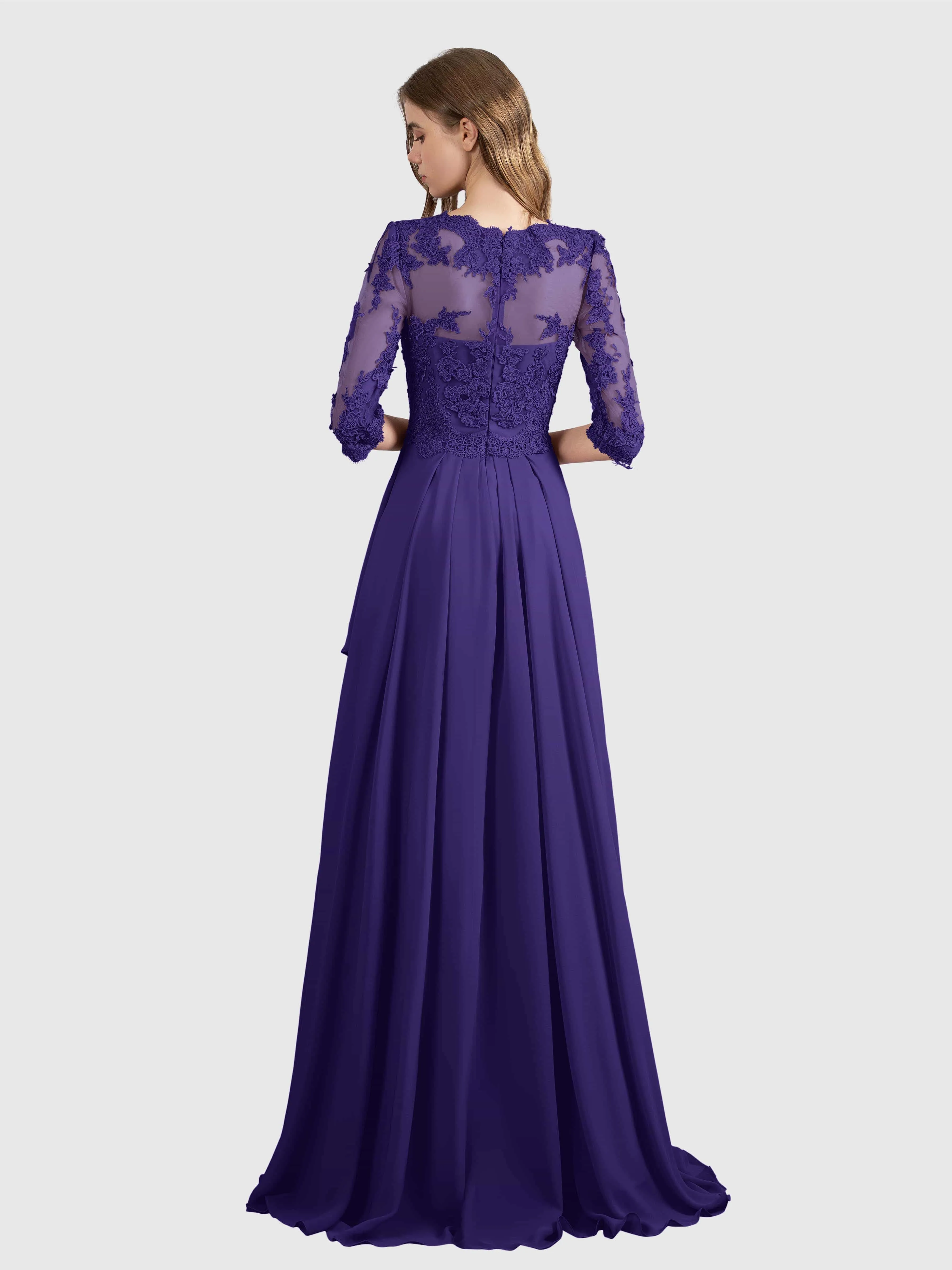 Aria Graceful Pleats Beading Lace Mother of the Bride Dresses