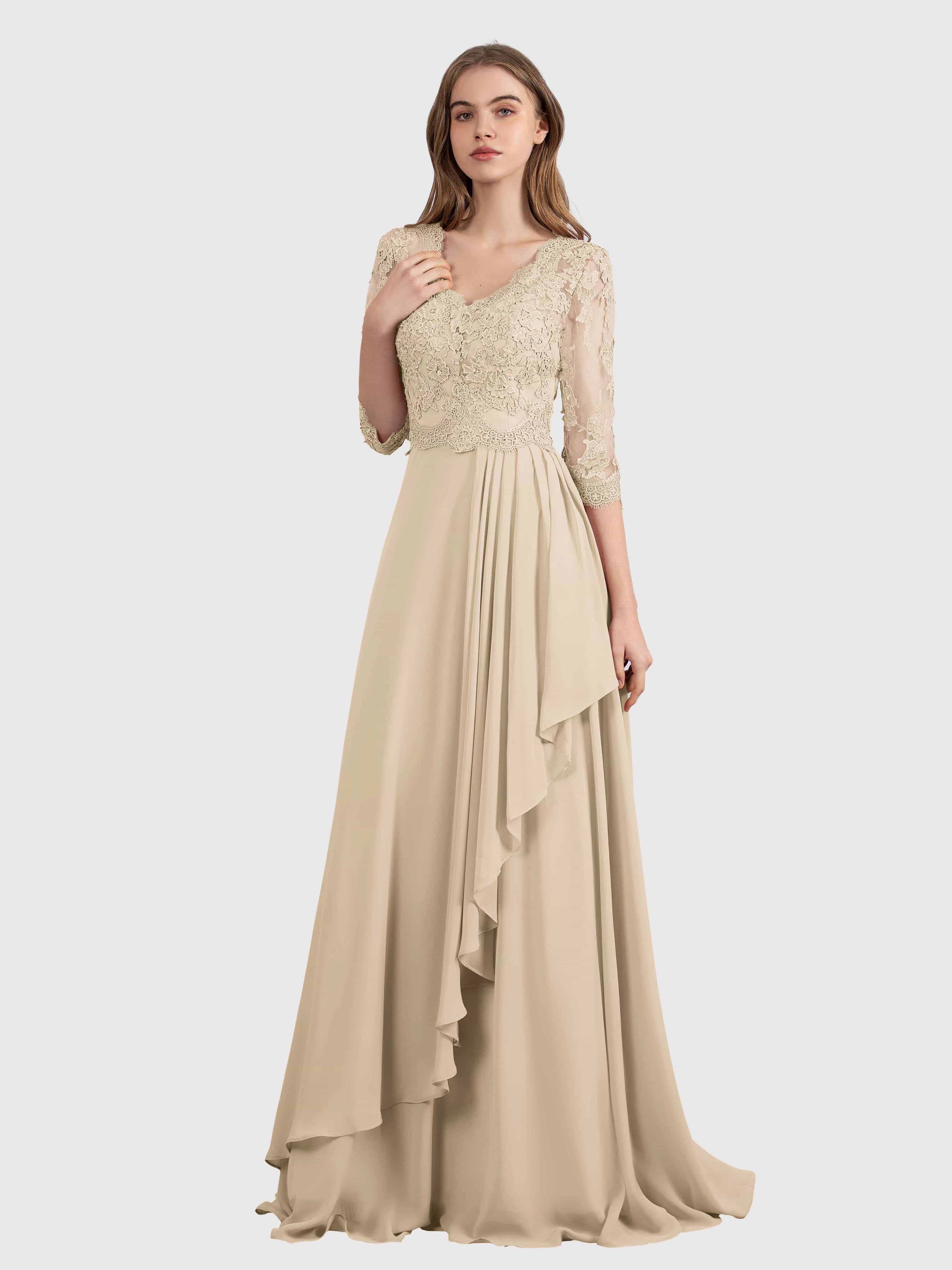 Aria Graceful Pleats Beading Lace Mother of the Bride Dresses