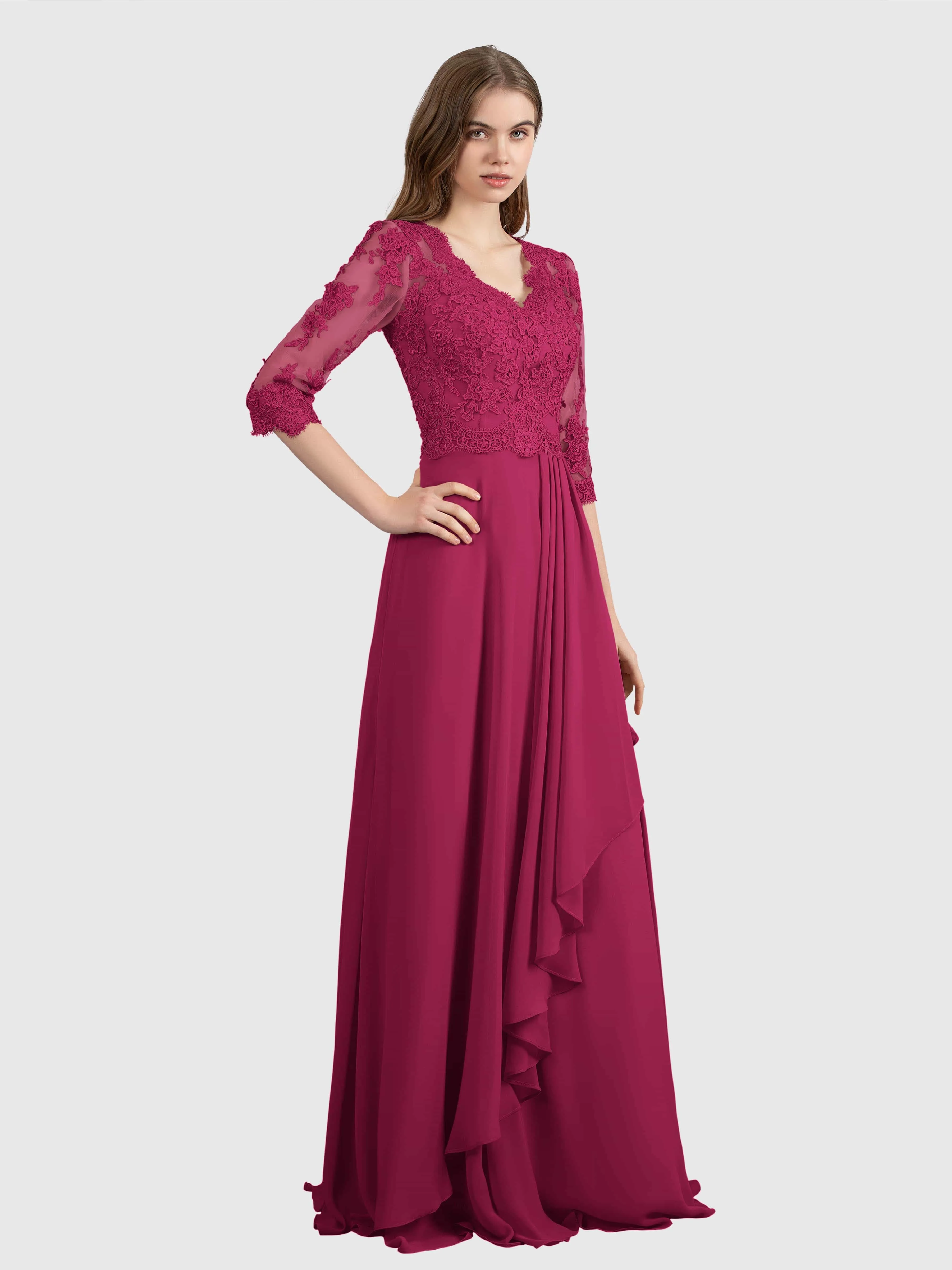 Aria Graceful Pleats Beading Lace Mother of the Bride Dresses