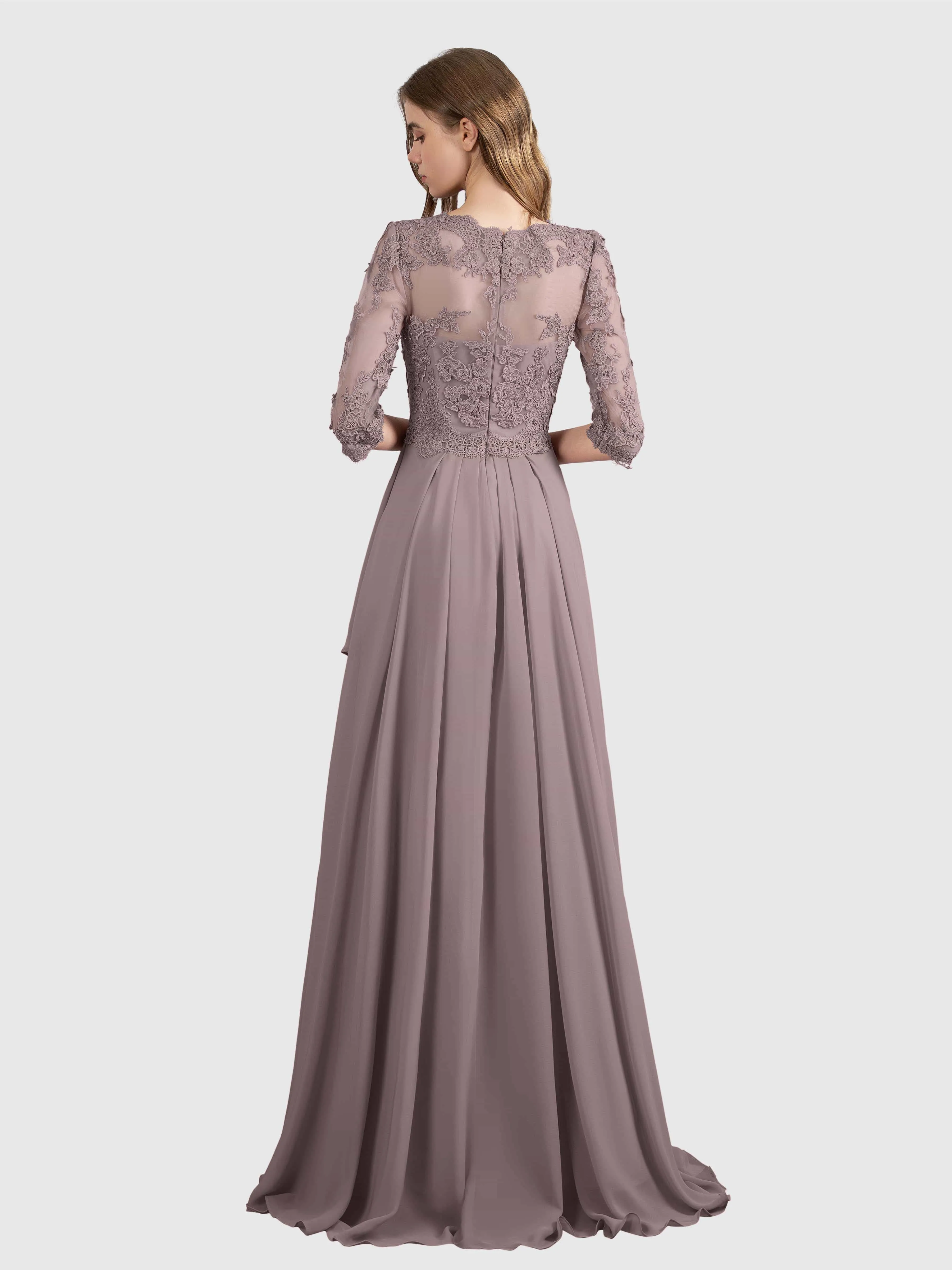 Aria Graceful Pleats Beading Lace Mother of the Bride Dresses
