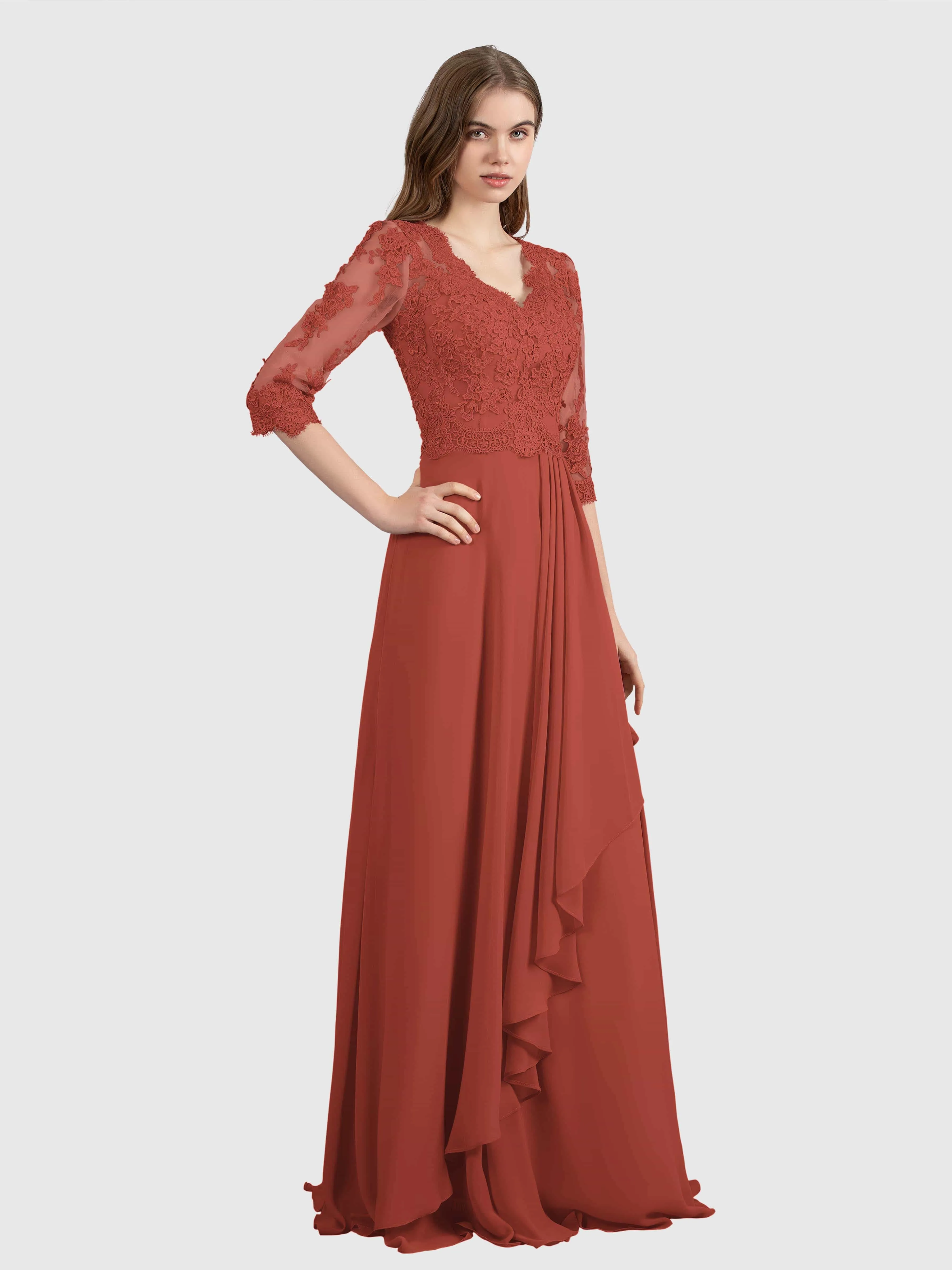 Aria Graceful Pleats Beading Lace Mother of the Bride Dresses