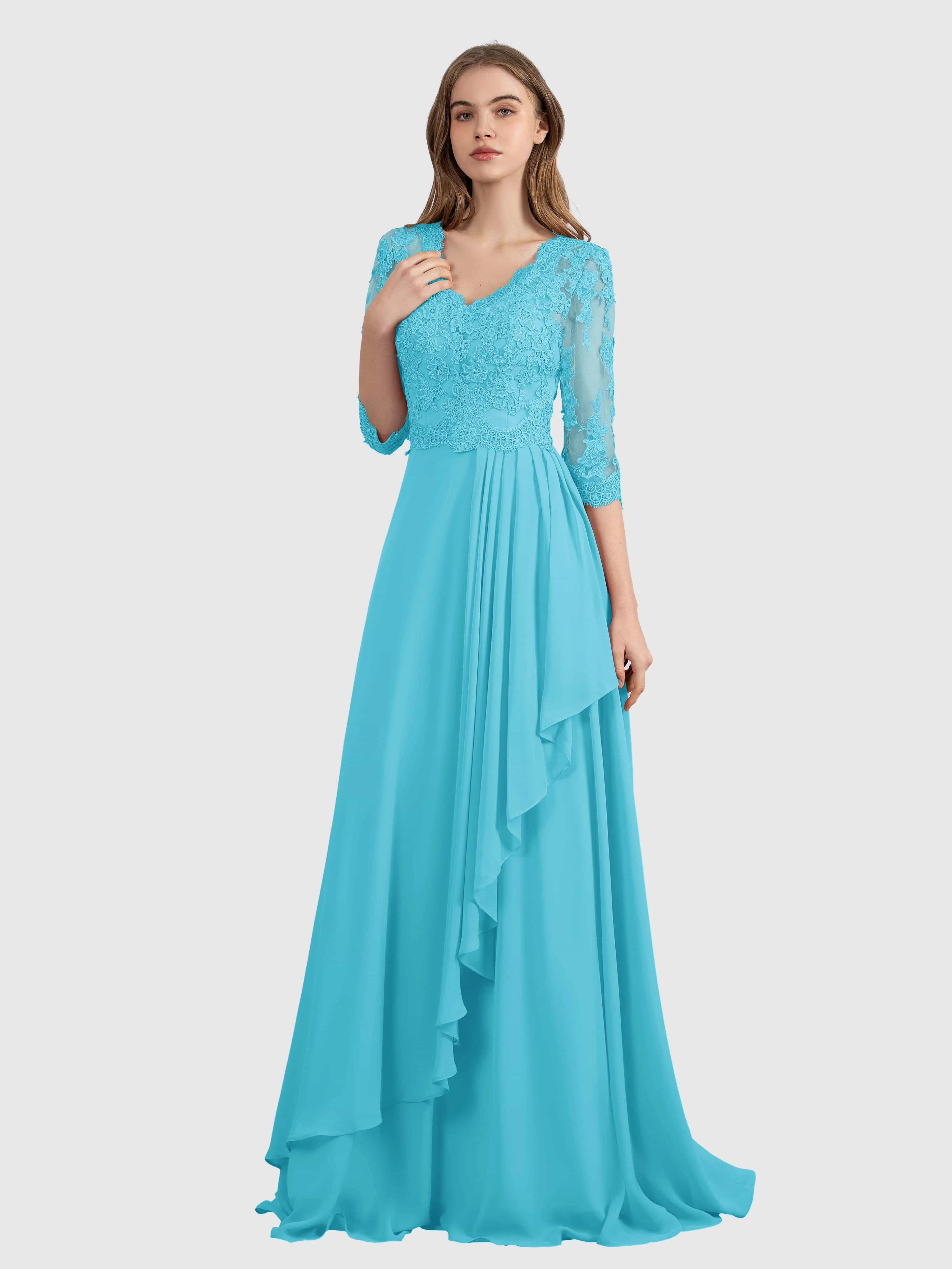 Aria Graceful Pleats Beading Lace Mother of the Bride Dresses