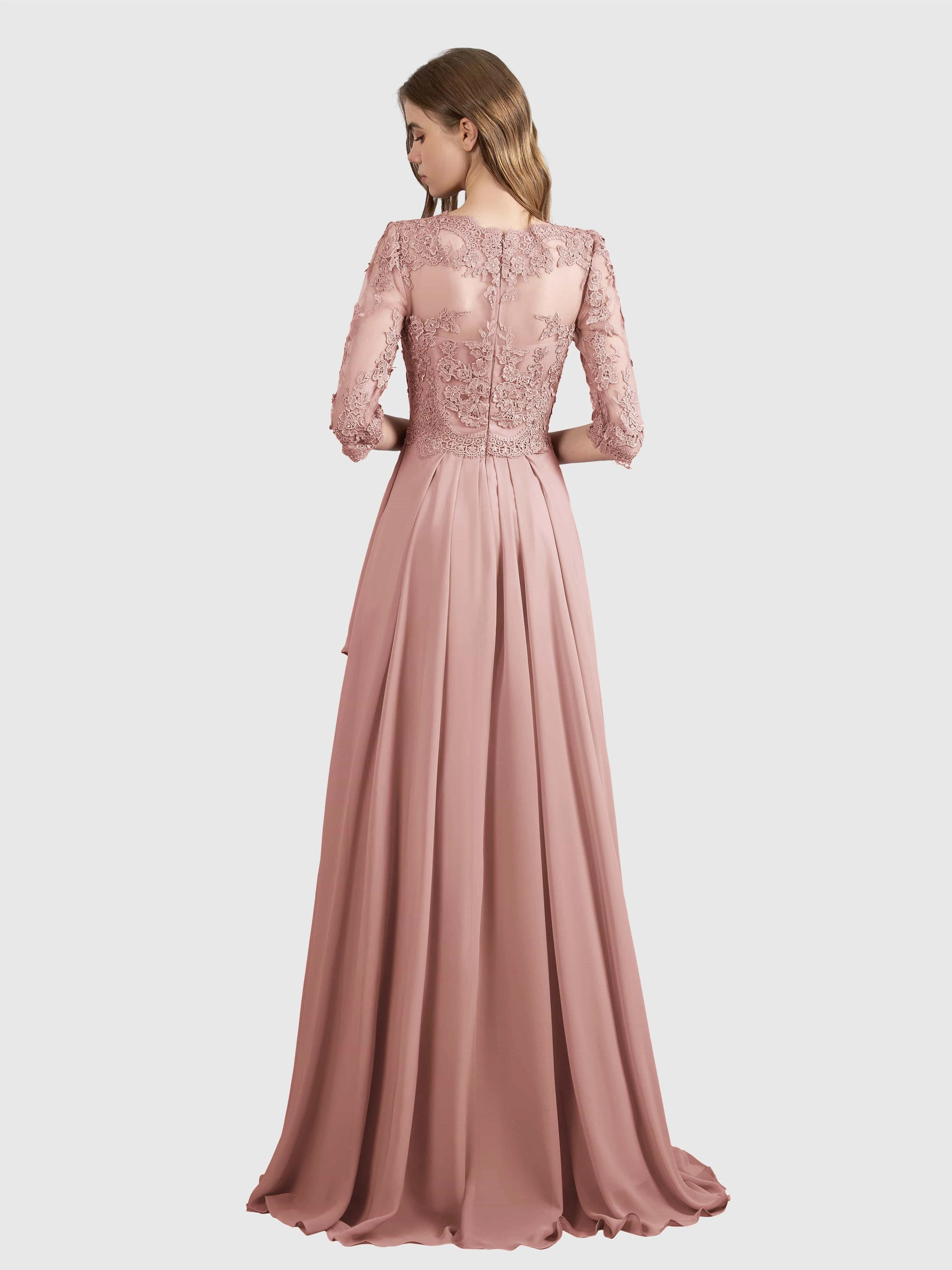 Aria Graceful Pleats Beading Lace Mother of the Bride Dresses