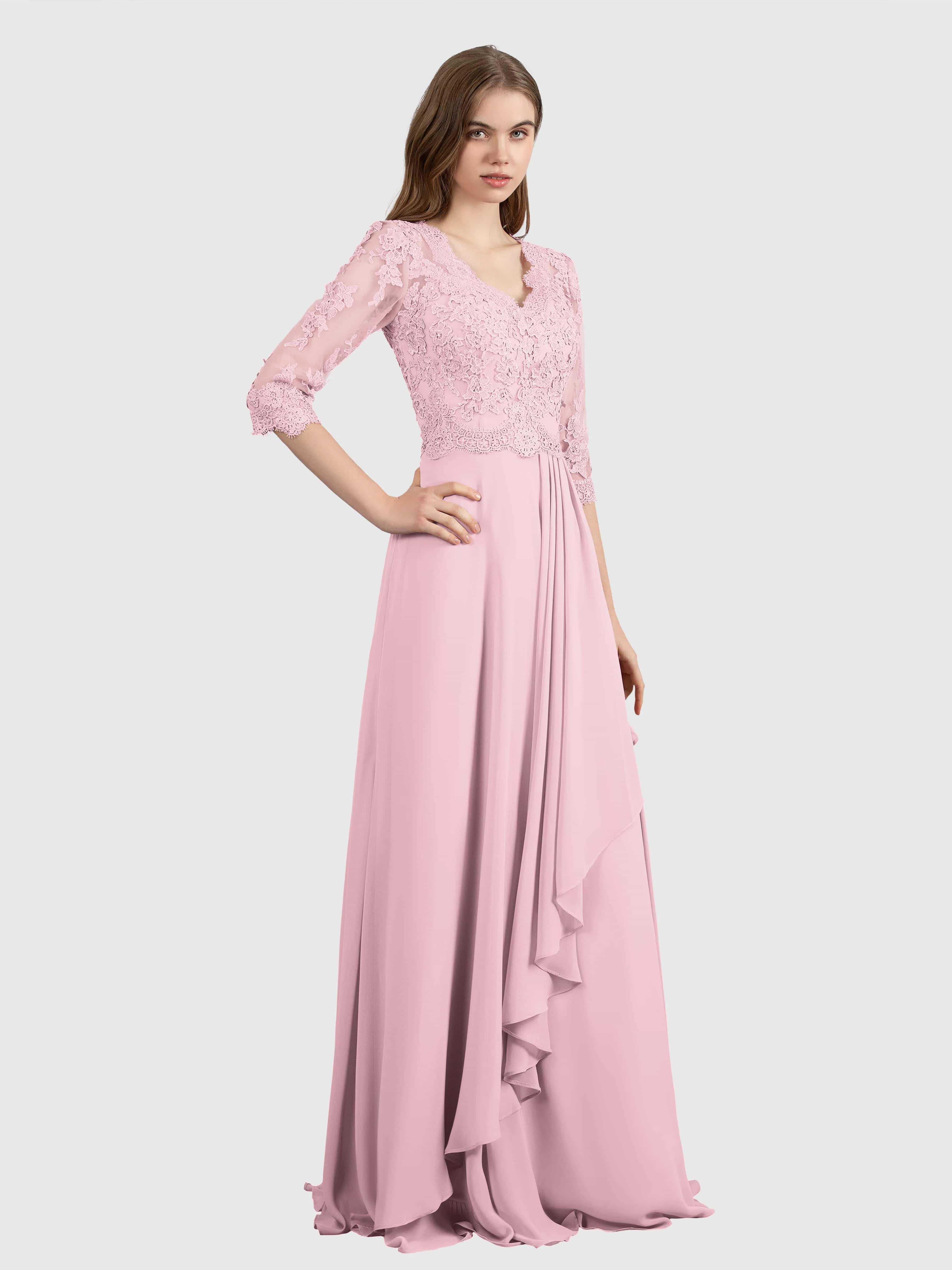 Aria Graceful Pleats Beading Lace Mother of the Bride Dresses