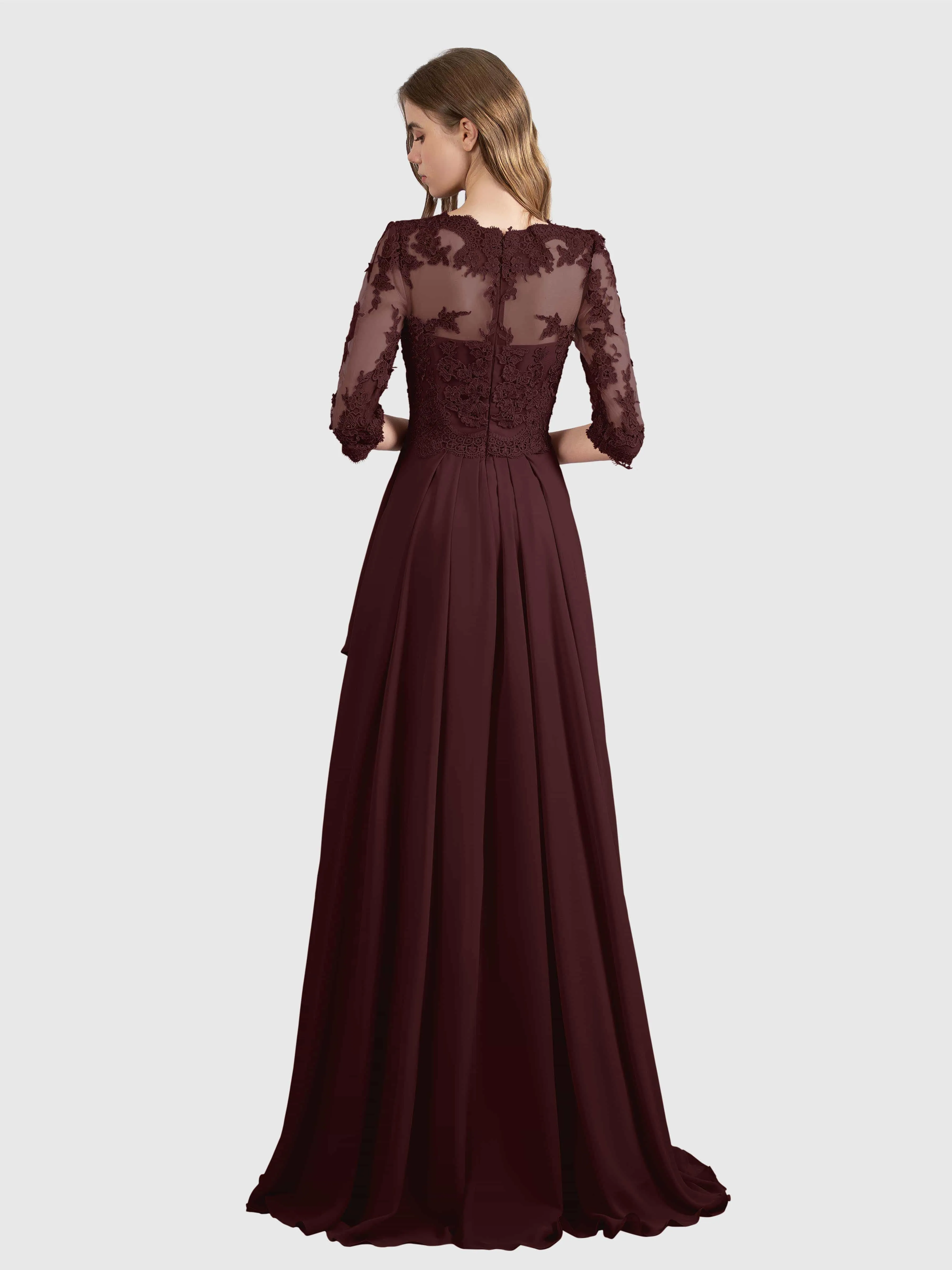 Aria Graceful Pleats Beading Lace Mother of the Bride Dresses