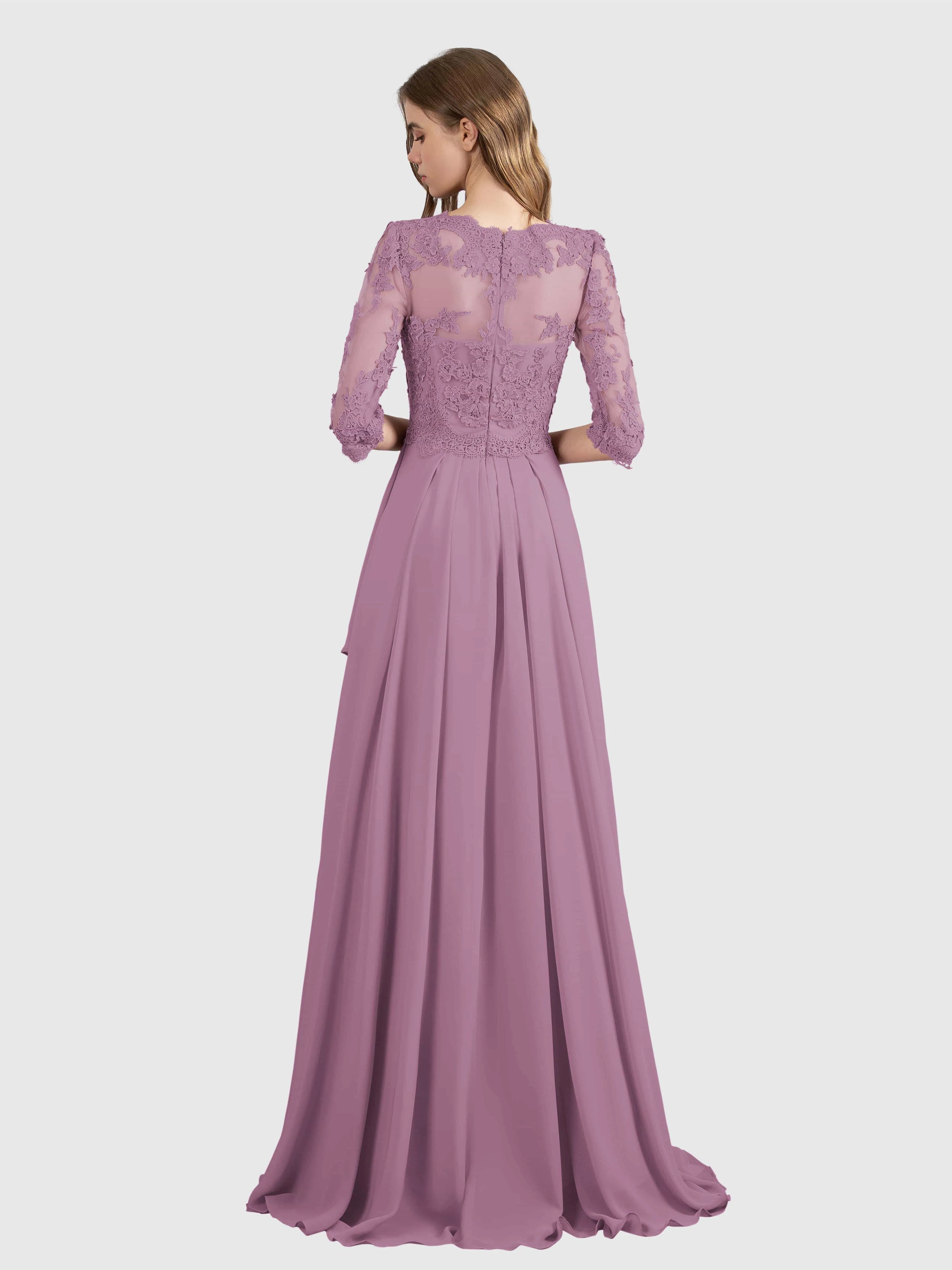 Aria Graceful Pleats Beading Lace Mother of the Bride Dresses