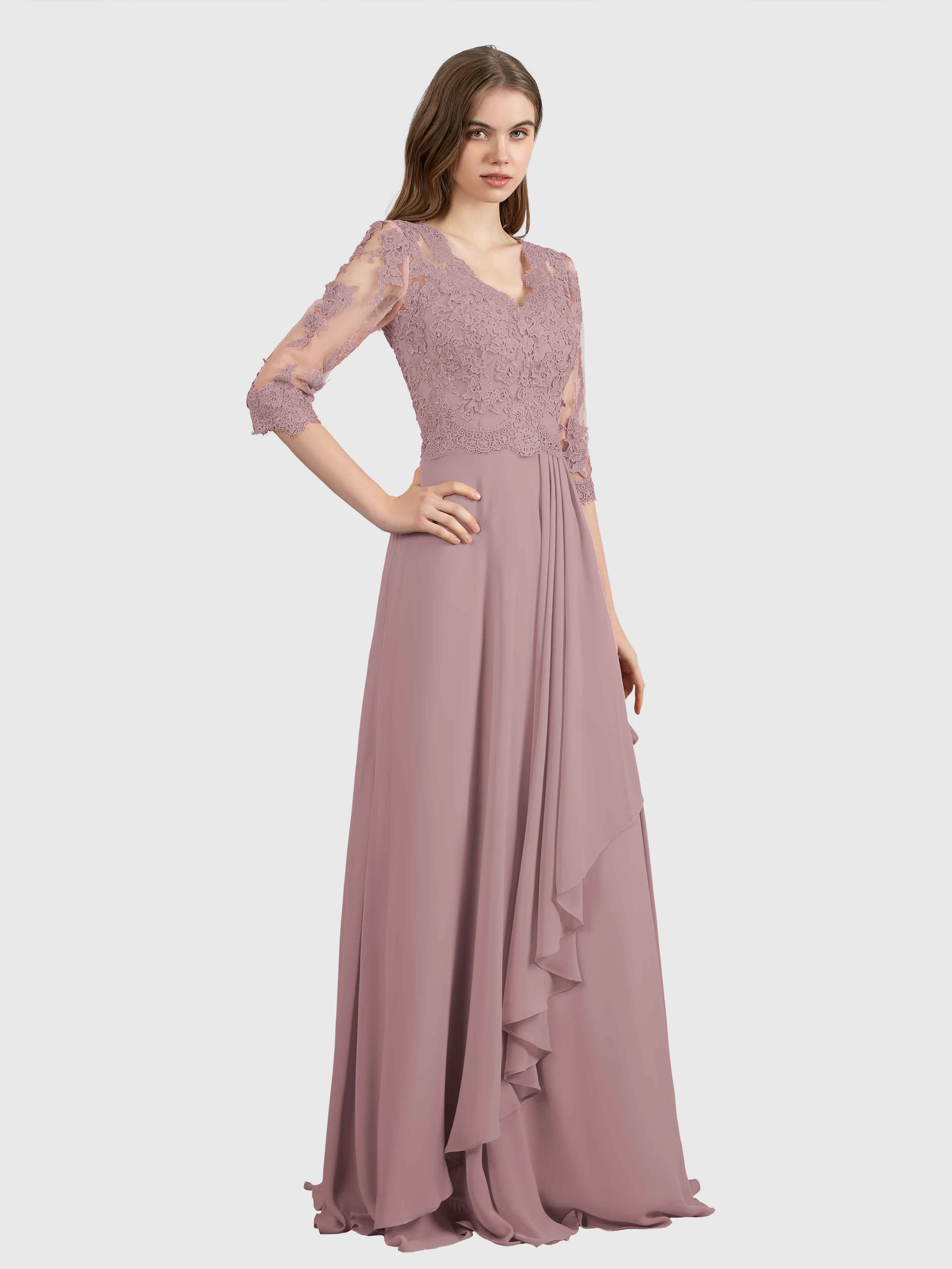 Aria Graceful Pleats Beading Lace Mother of the Bride Dresses
