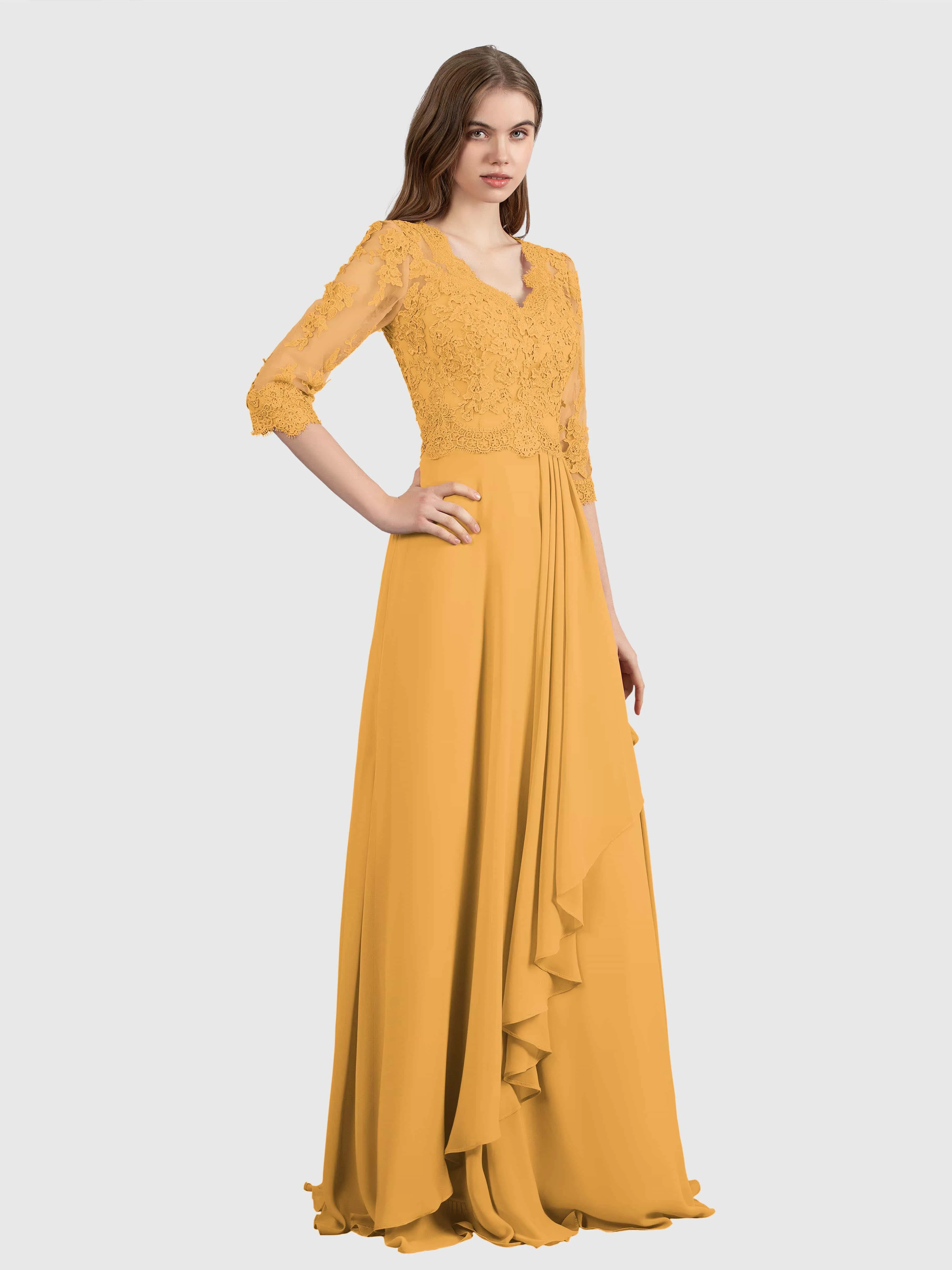 Aria Graceful Pleats Beading Lace Mother of the Bride Dresses