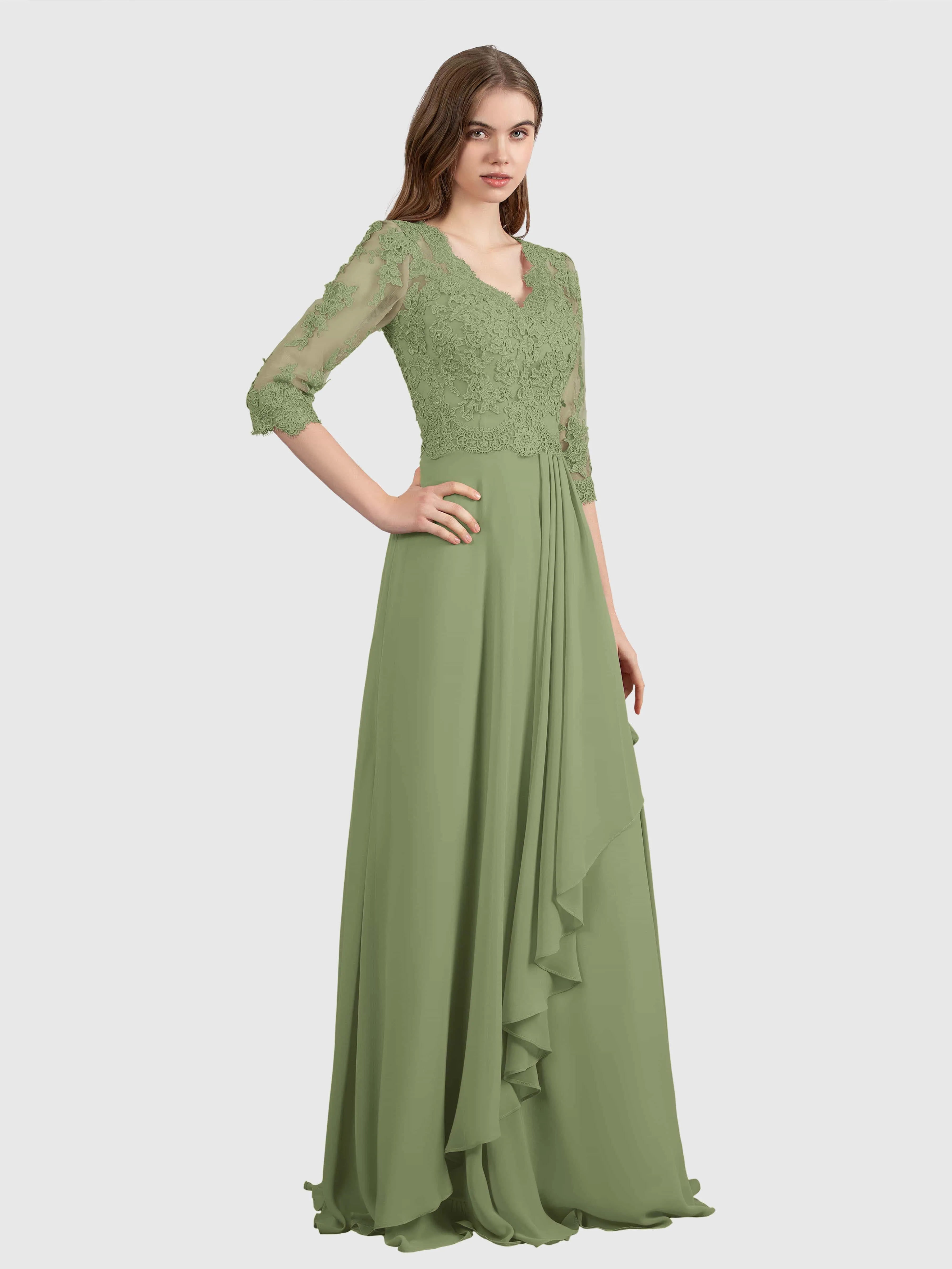 Aria Graceful Pleats Beading Lace Mother of the Bride Dresses