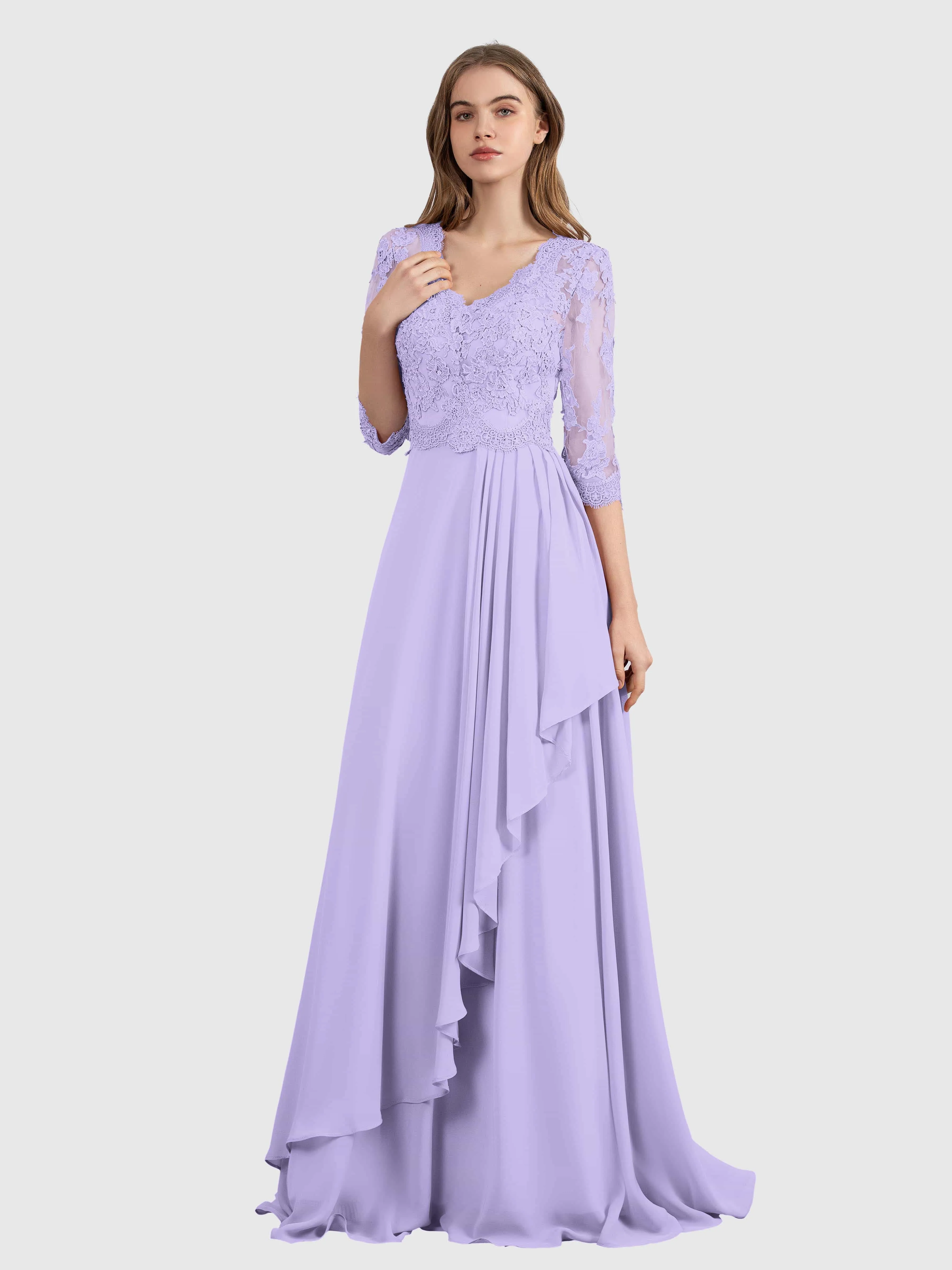 Aria Graceful Pleats Beading Lace Mother of the Bride Dresses