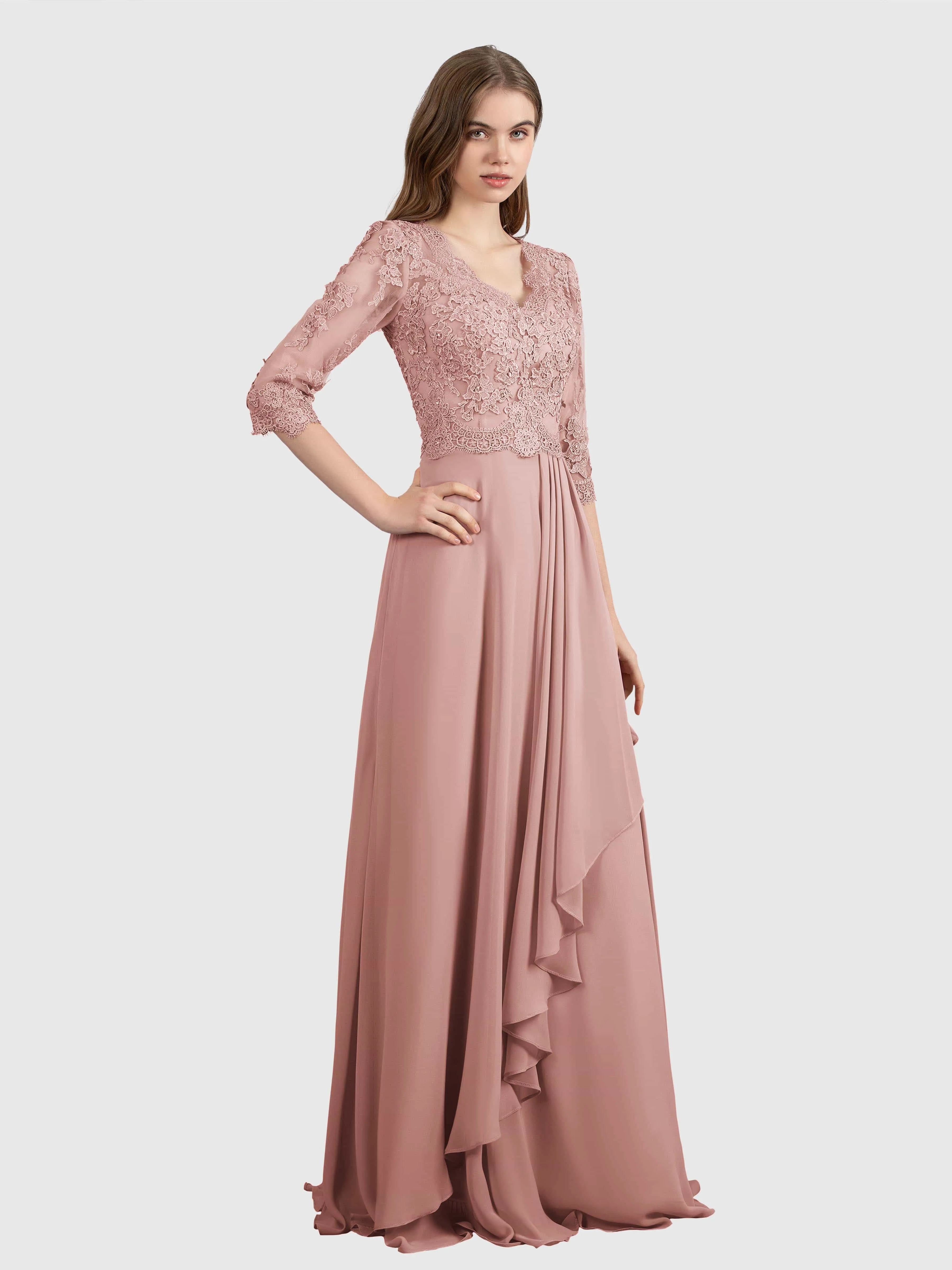 Aria Graceful Pleats Beading Lace Mother of the Bride Dresses