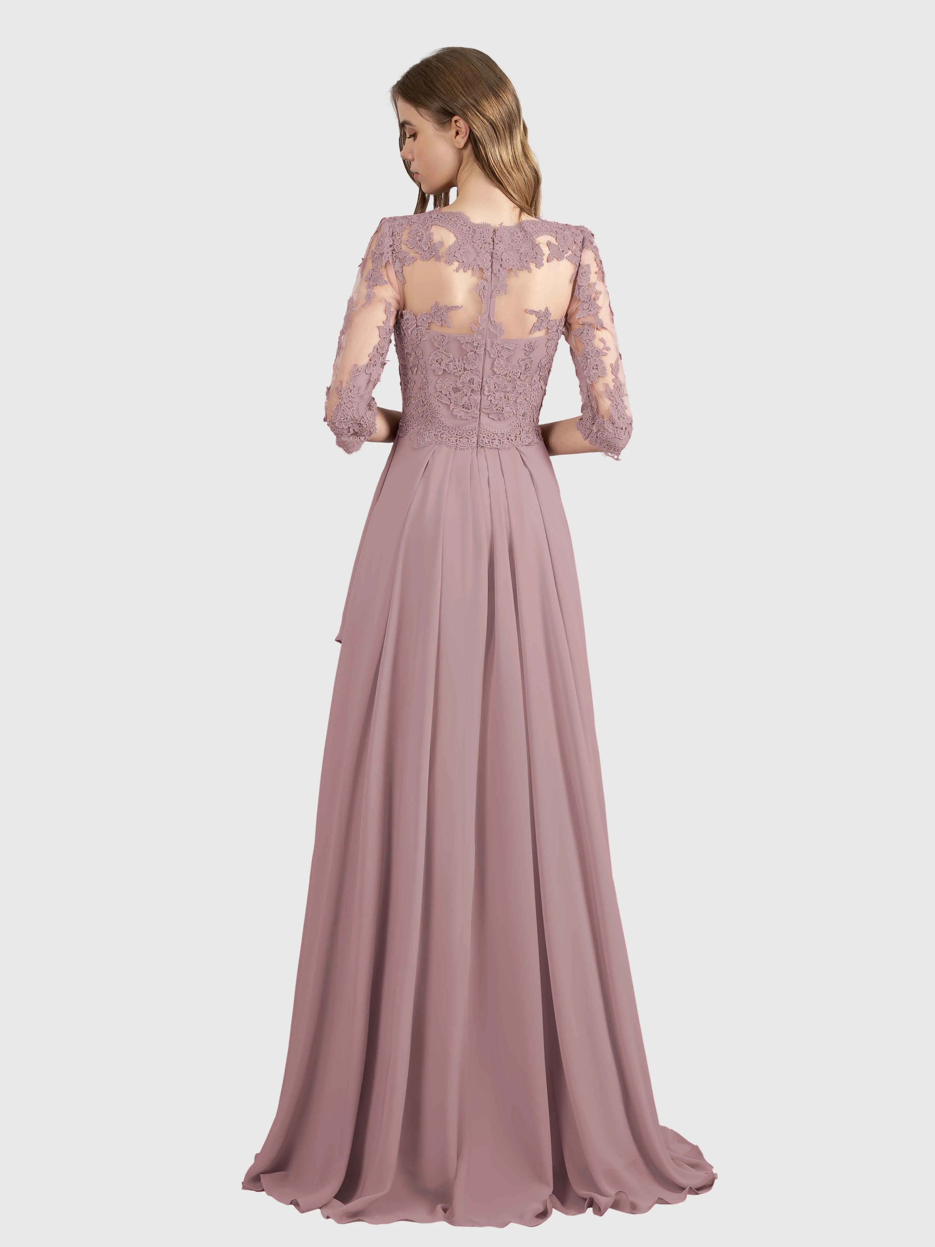 Aria Graceful Pleats Beading Lace Mother of the Bride Dresses