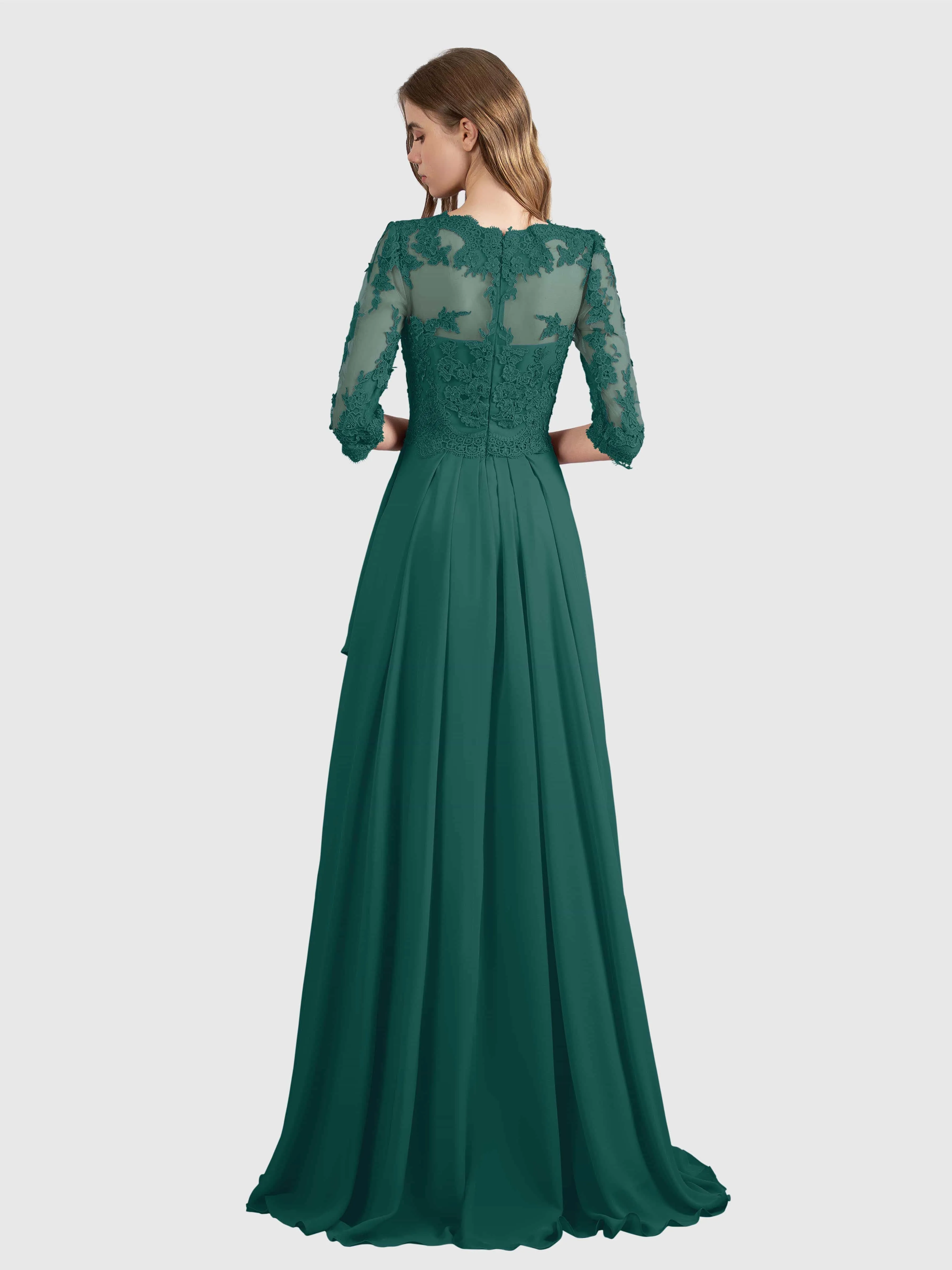 Aria Graceful Pleats Beading Lace Mother of the Bride Dresses