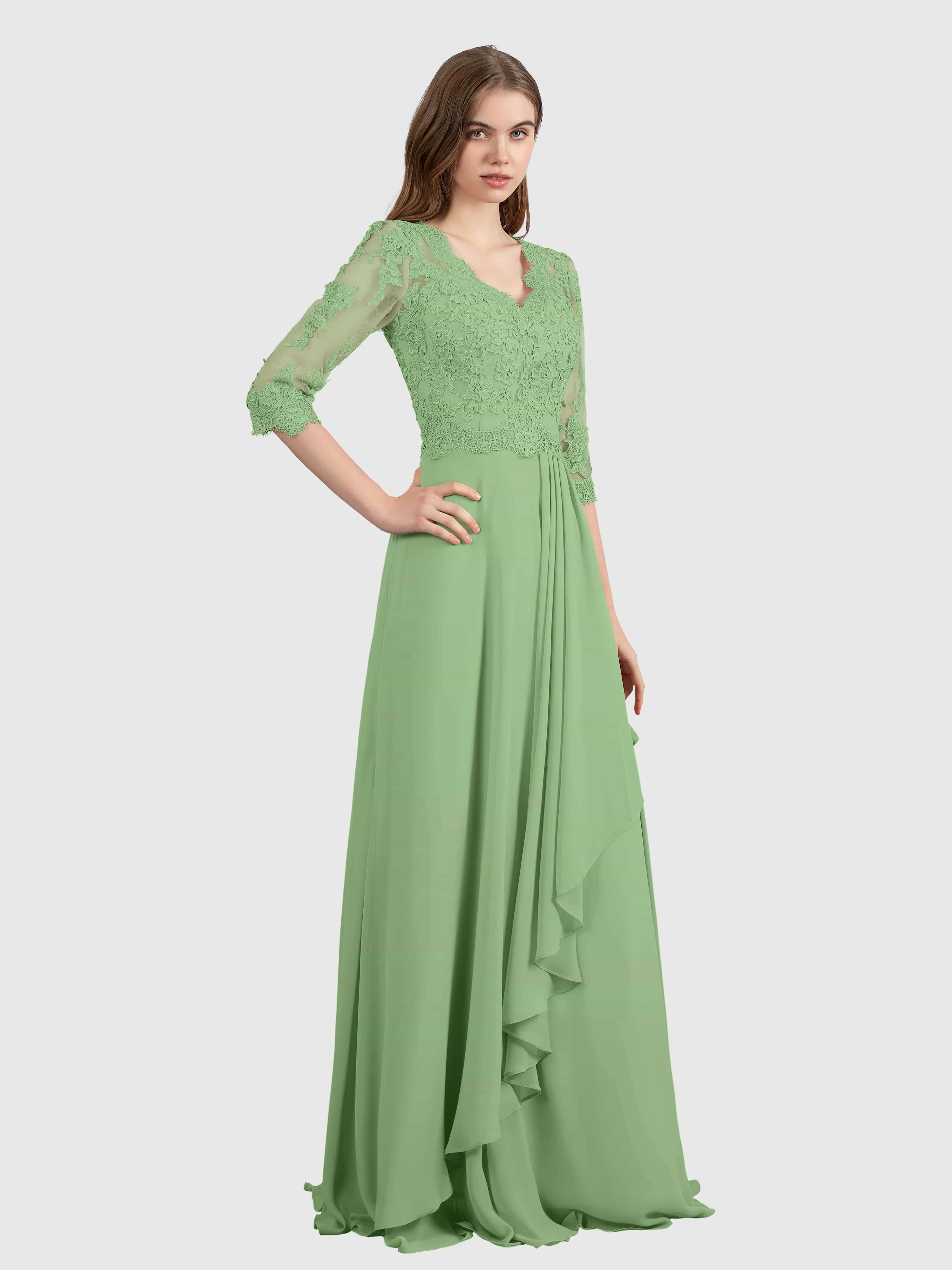 Aria Graceful Pleats Beading Lace Mother of the Bride Dresses