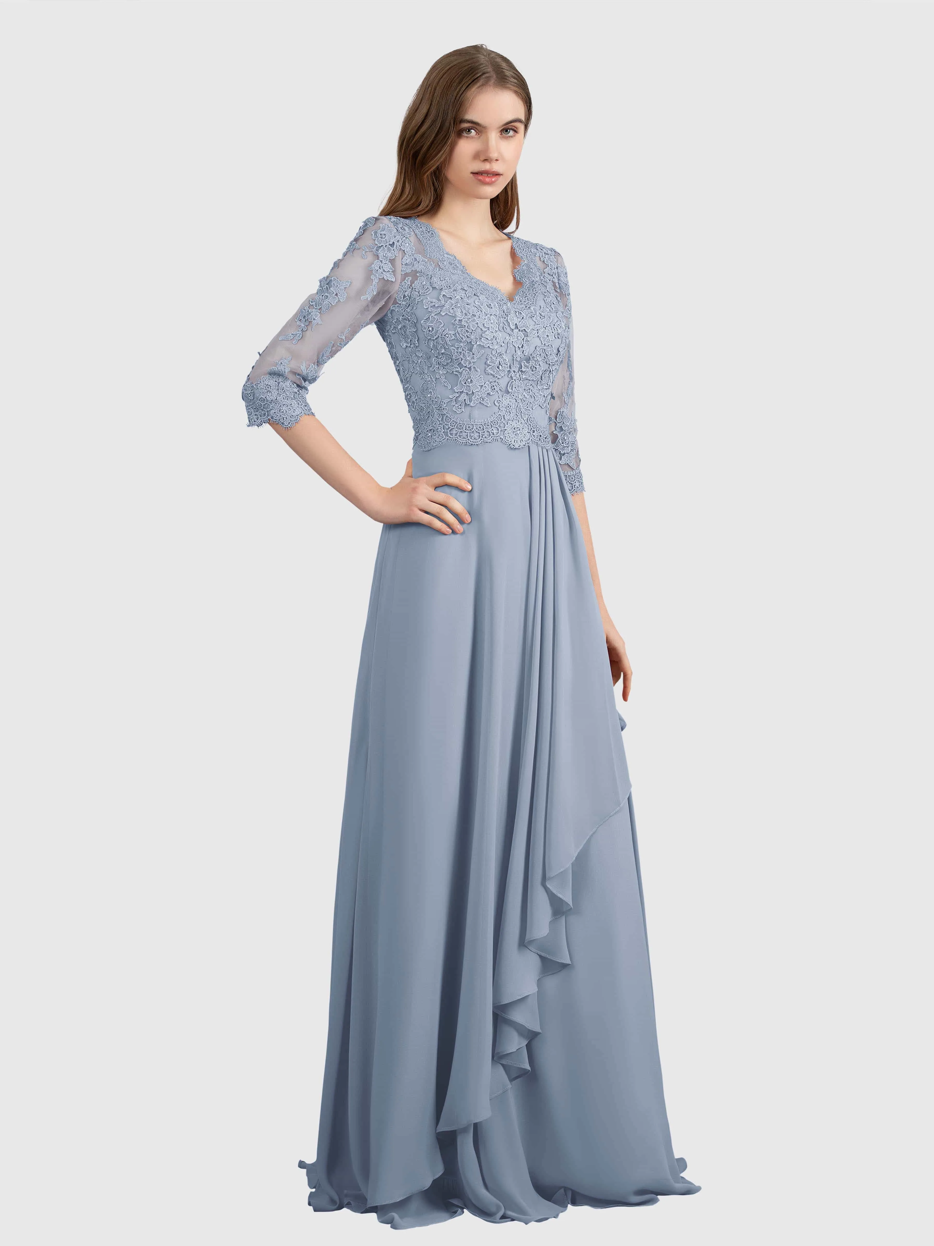 Aria Graceful Pleats Beading Lace Mother of the Bride Dresses