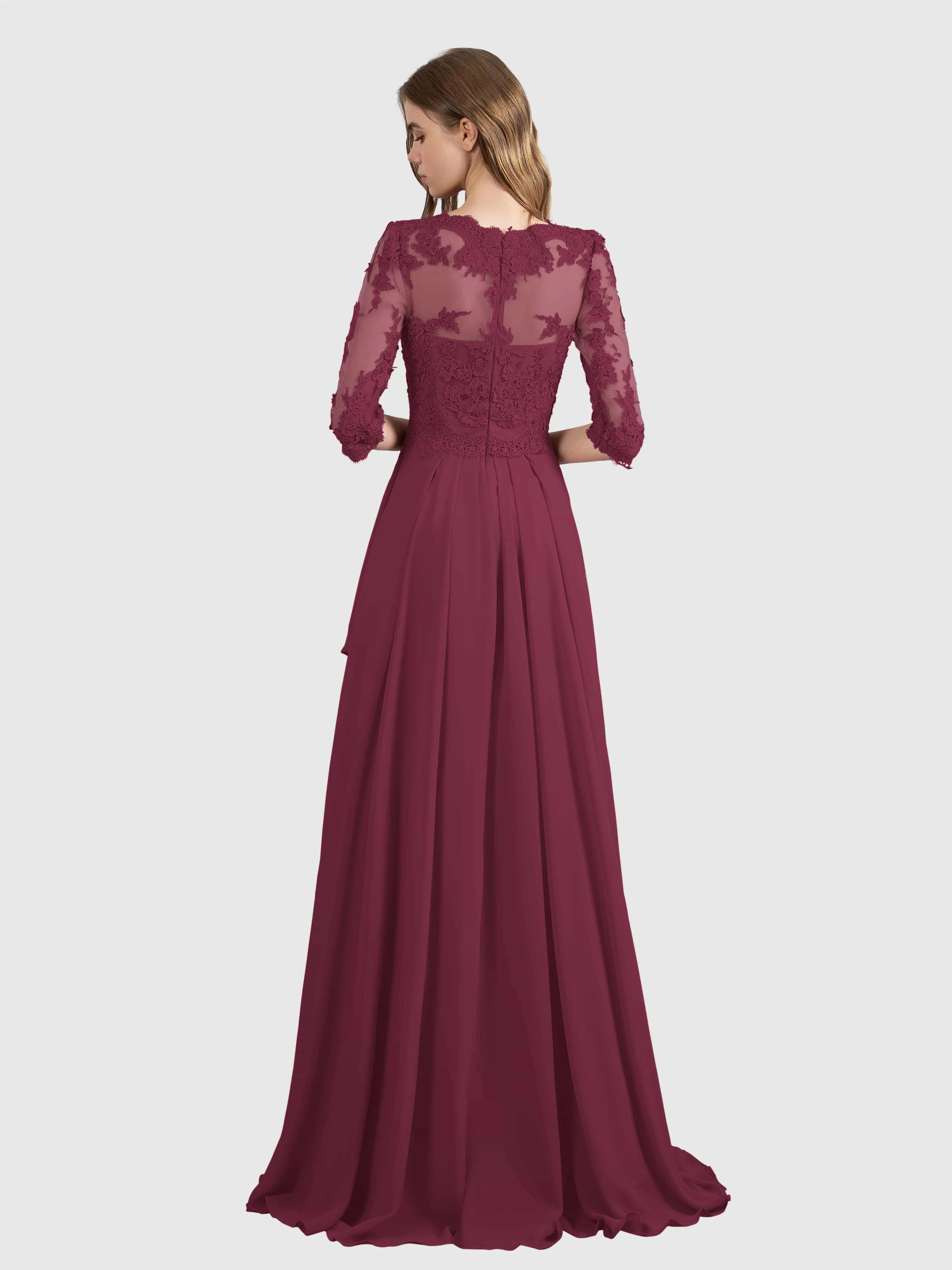 Aria Graceful Pleats Beading Lace Mother of the Bride Dresses