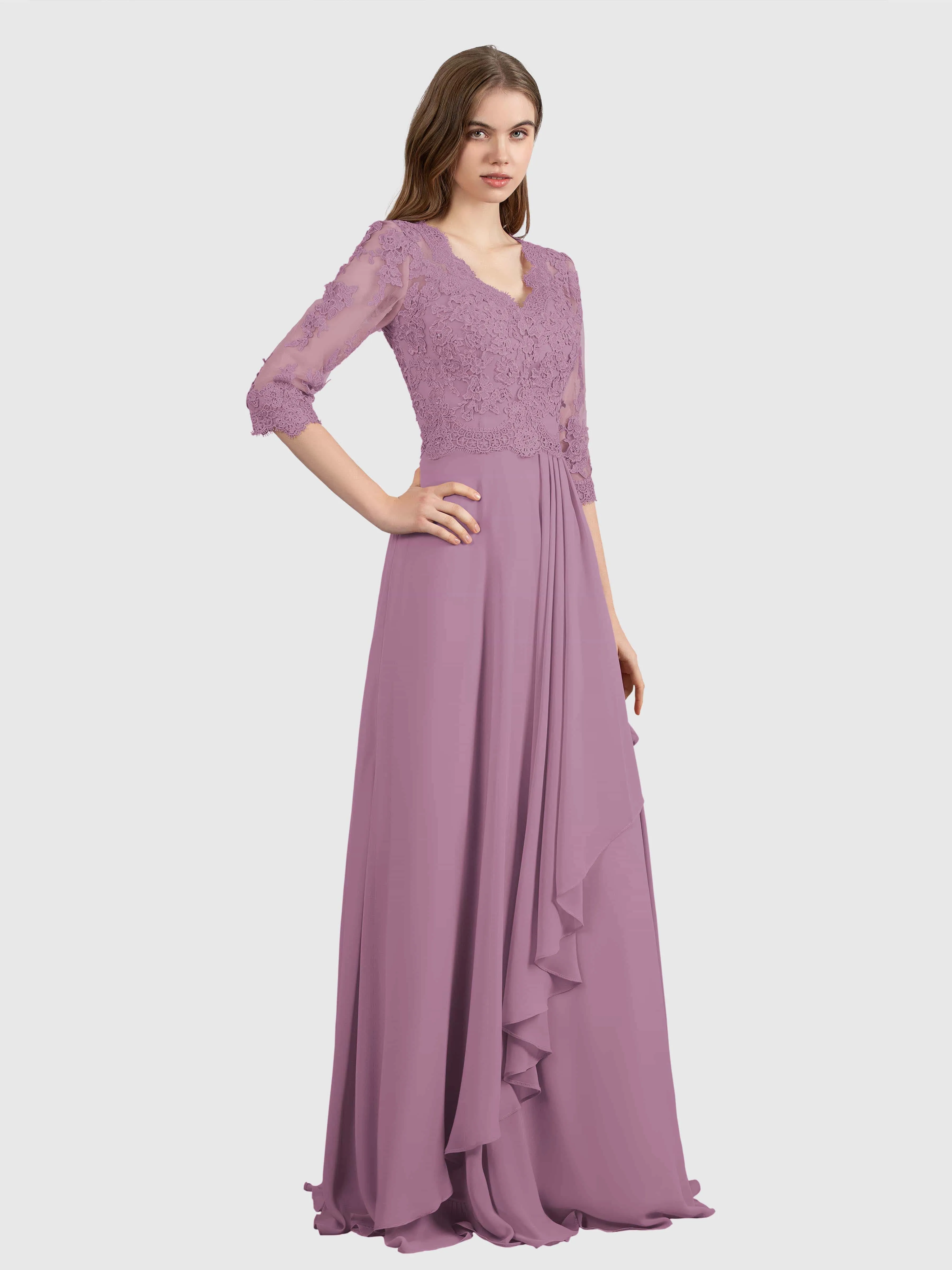 Aria Graceful Pleats Beading Lace Mother of the Bride Dresses