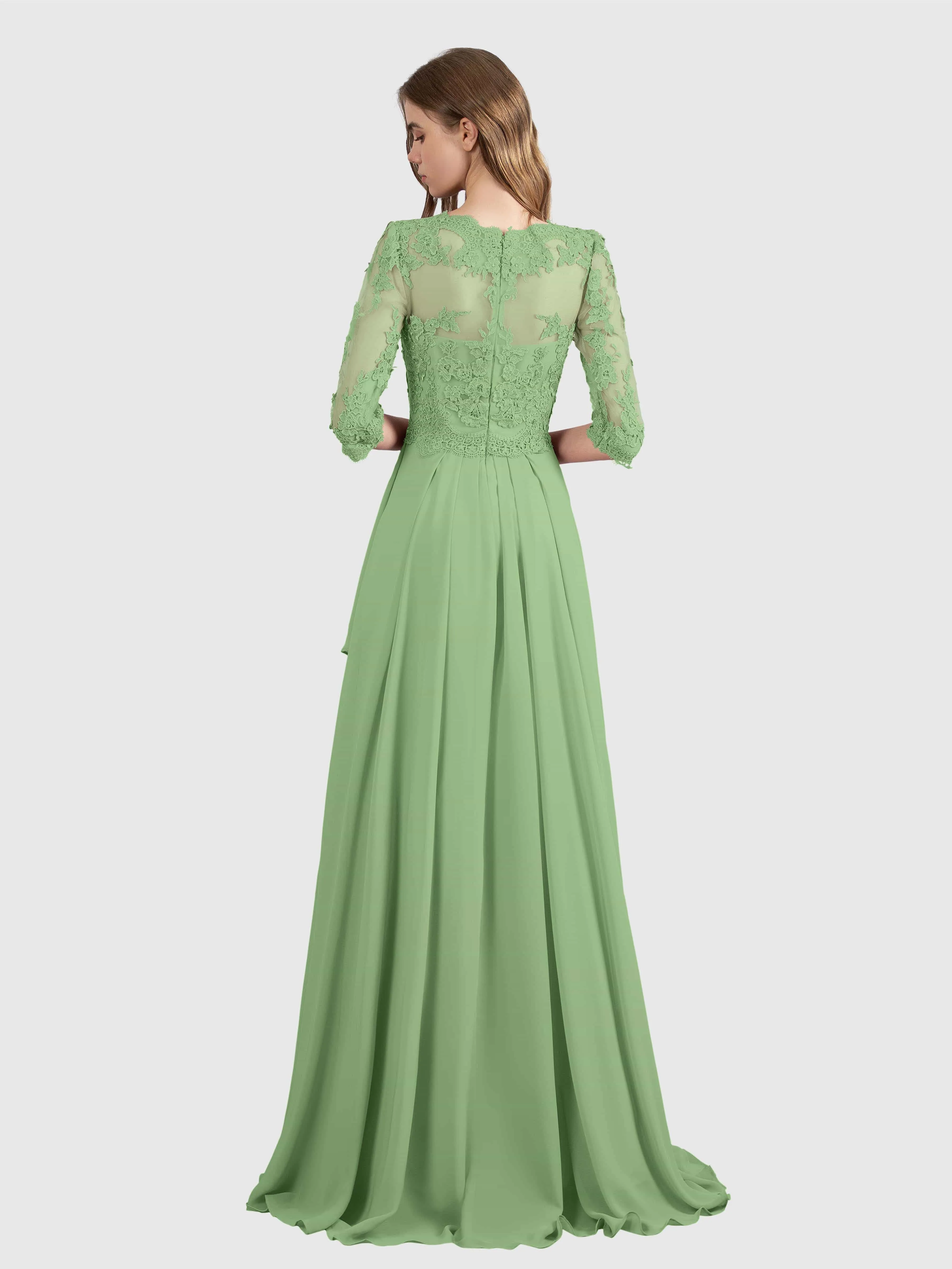 Aria Graceful Pleats Beading Lace Mother of the Bride Dresses