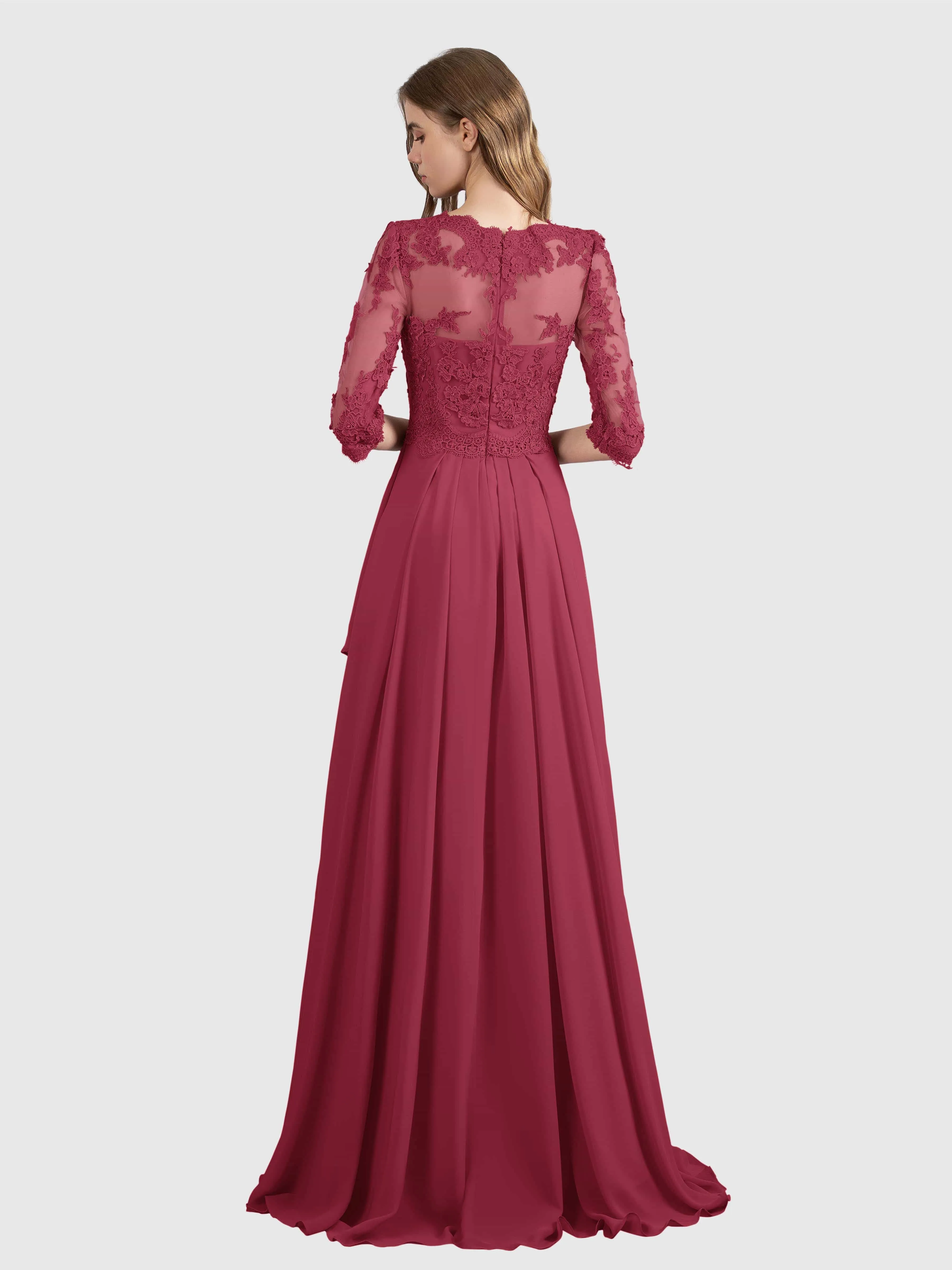 Aria Graceful Pleats Beading Lace Mother of the Bride Dresses