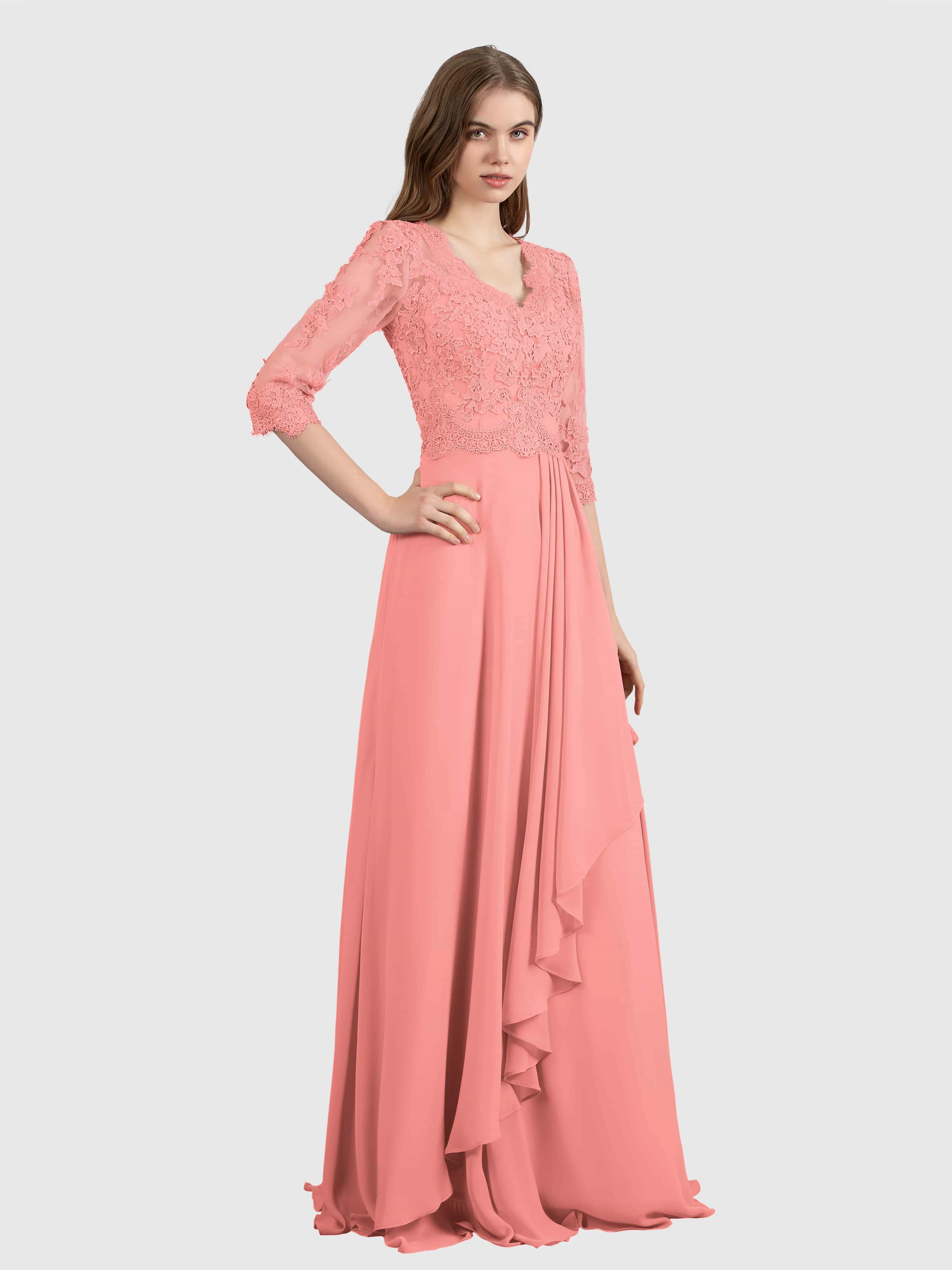 Aria Graceful Pleats Beading Lace Mother of the Bride Dresses