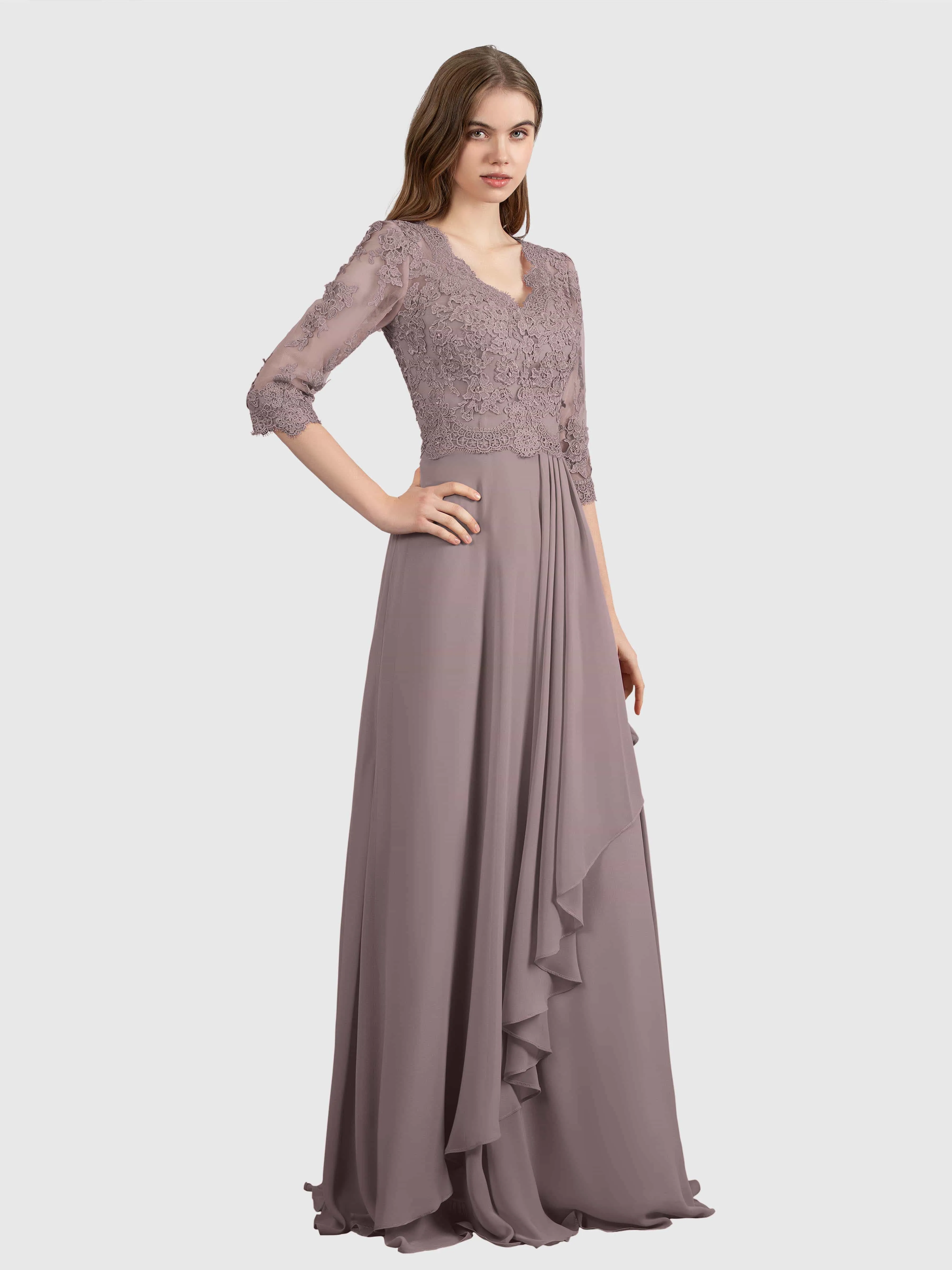 Aria Graceful Pleats Beading Lace Mother of the Bride Dresses