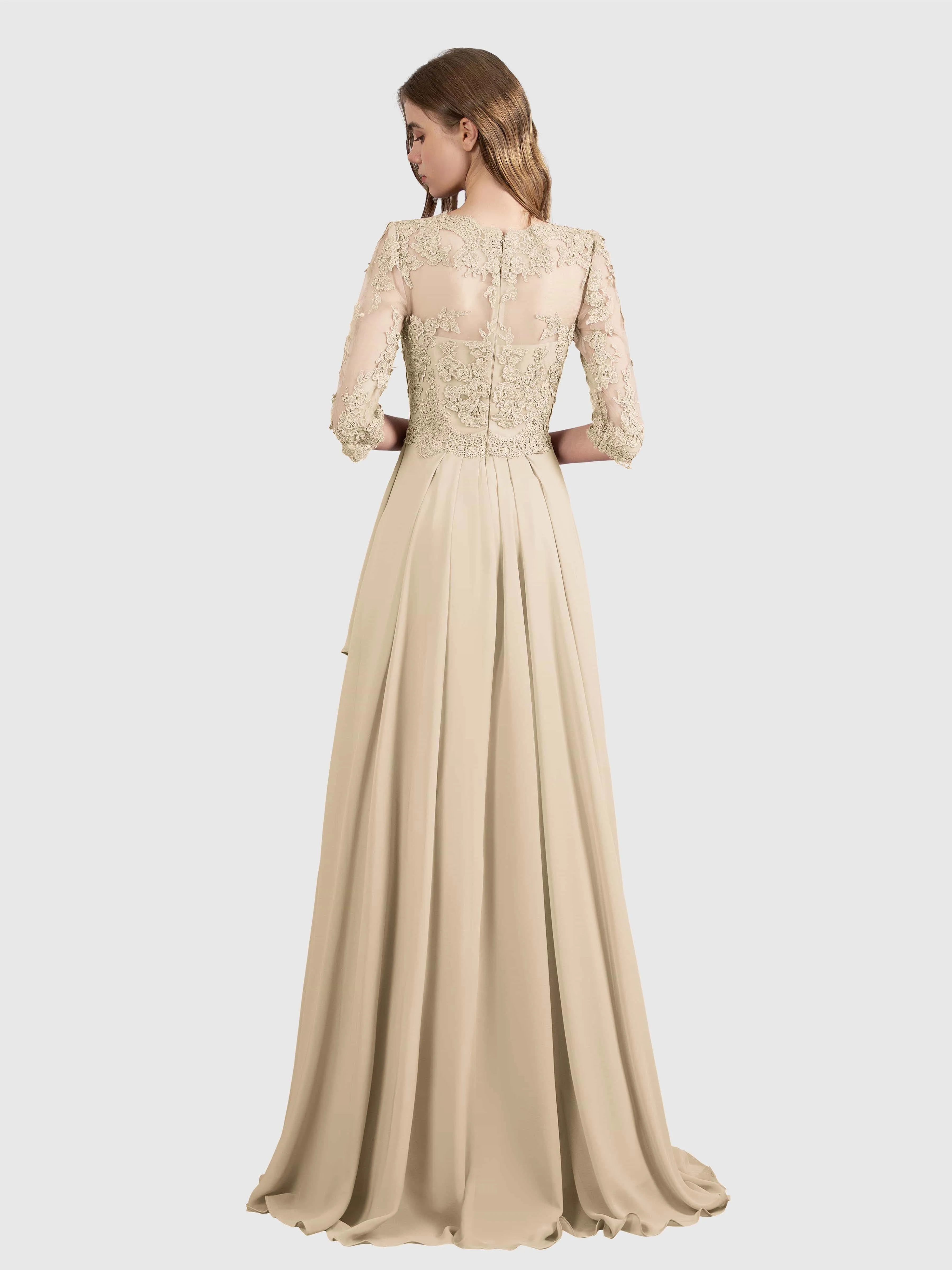 Aria Graceful Pleats Beading Lace Mother of the Bride Dresses