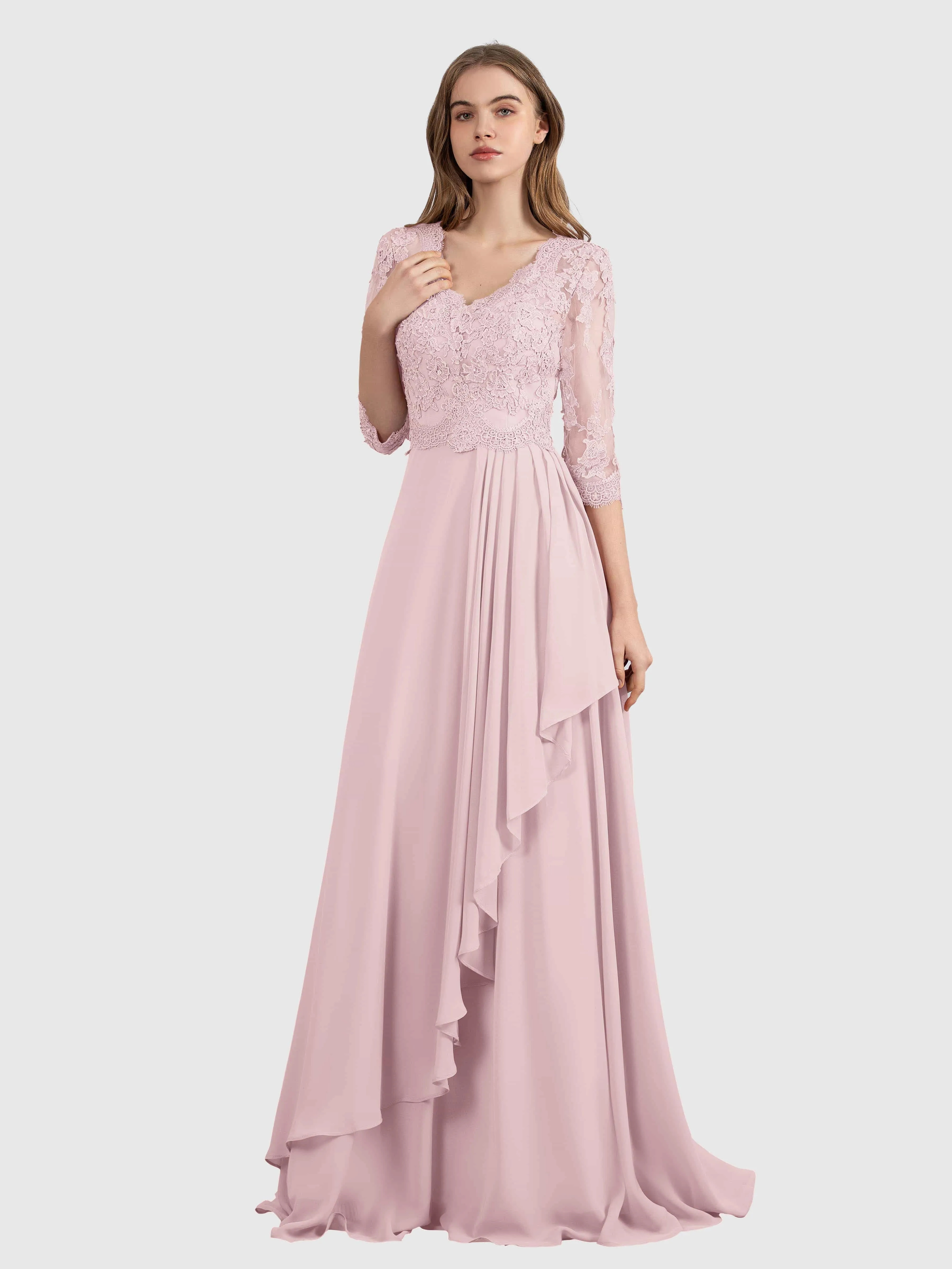 Aria Graceful Pleats Beading Lace Mother of the Bride Dresses