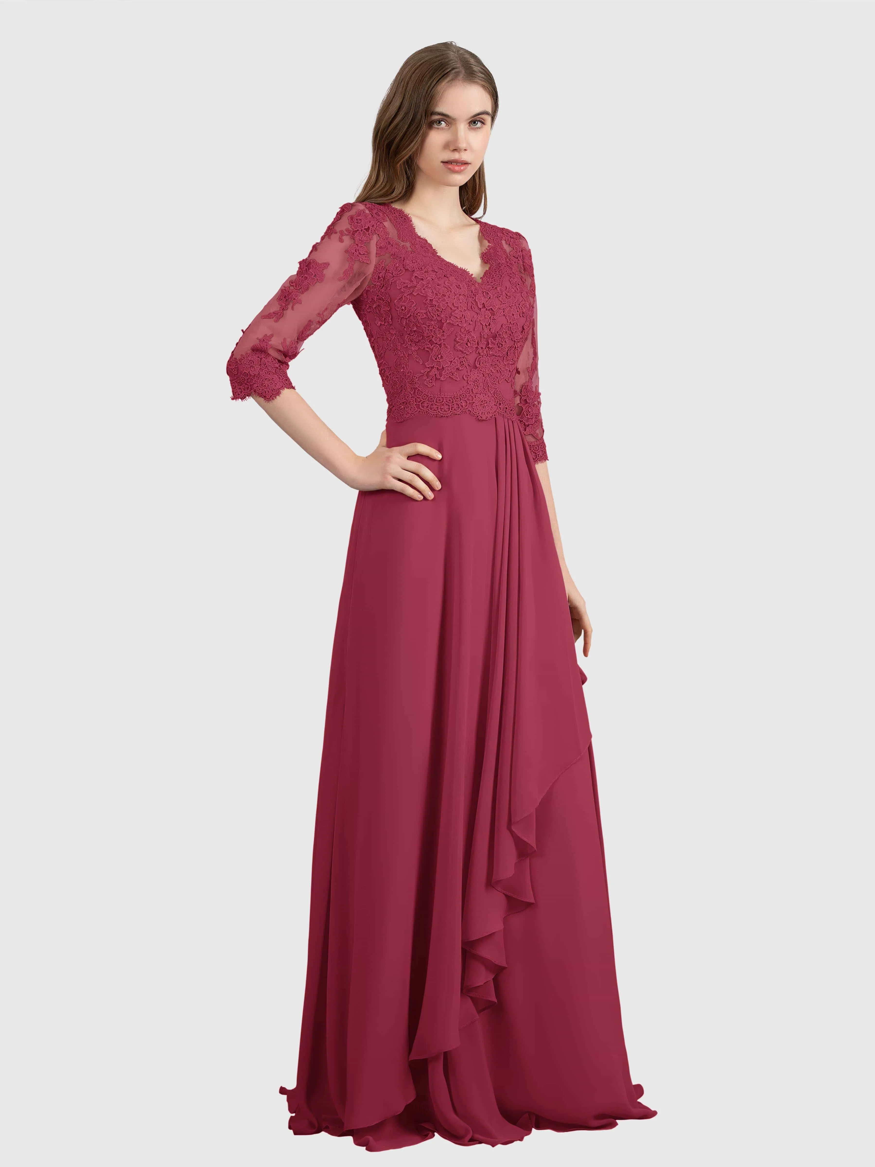 Aria Graceful Pleats Beading Lace Mother of the Bride Dresses