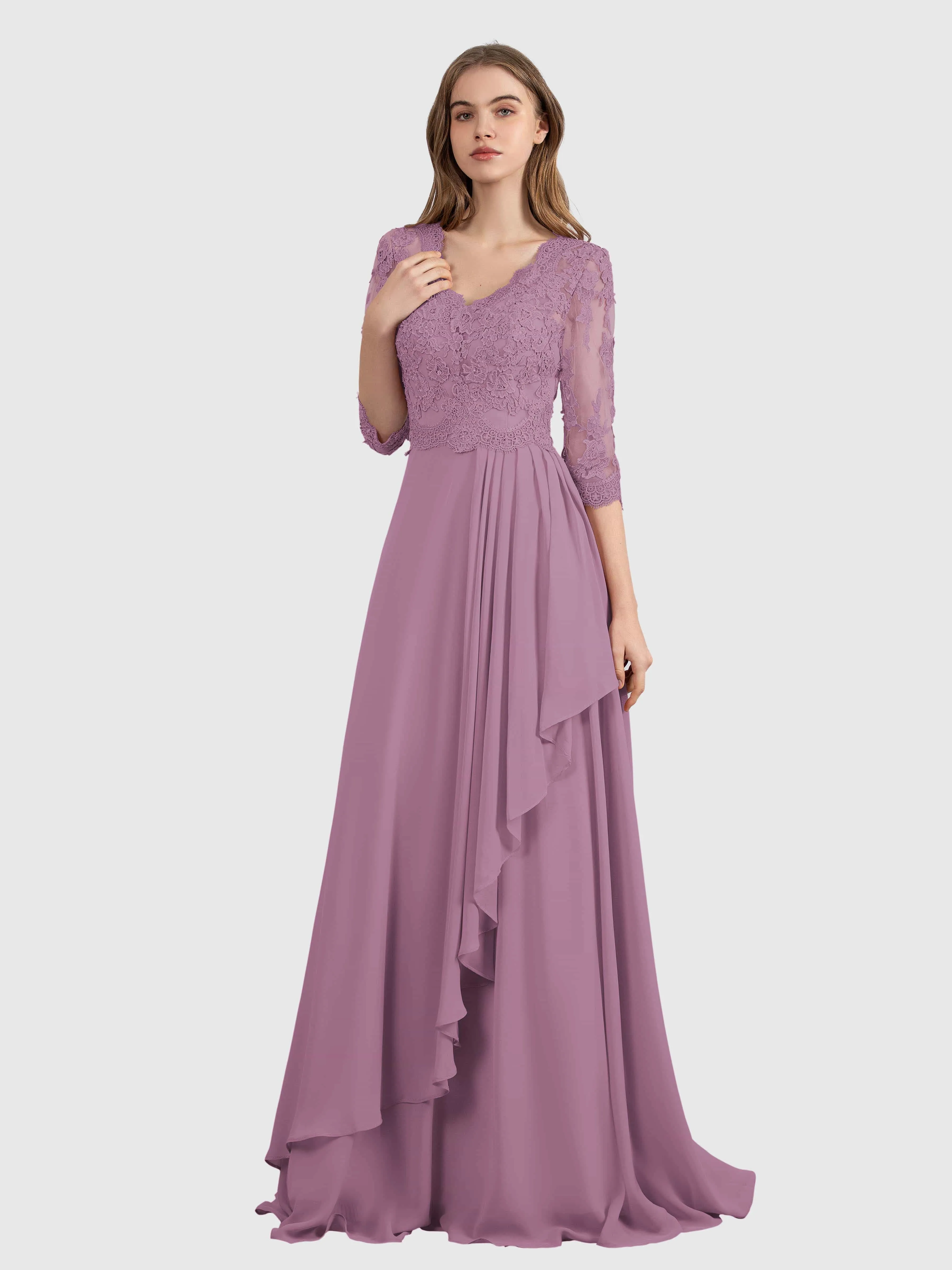 Aria Graceful Pleats Beading Lace Mother of the Bride Dresses